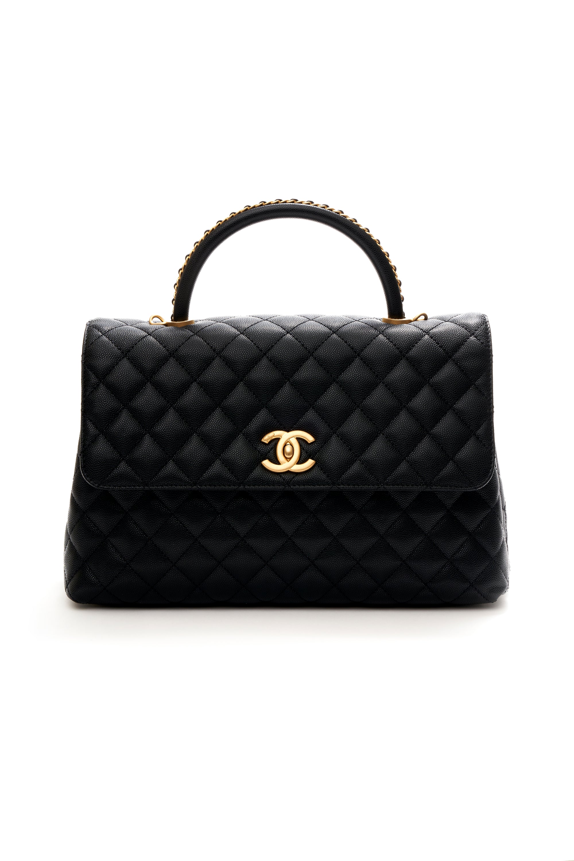Chanel Black Caviar Jumbo Kelly Top Handle Gold Hardware 2023