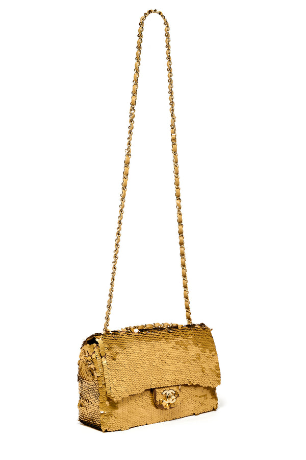 ChanelGoldSequinsLagerfeldFlap