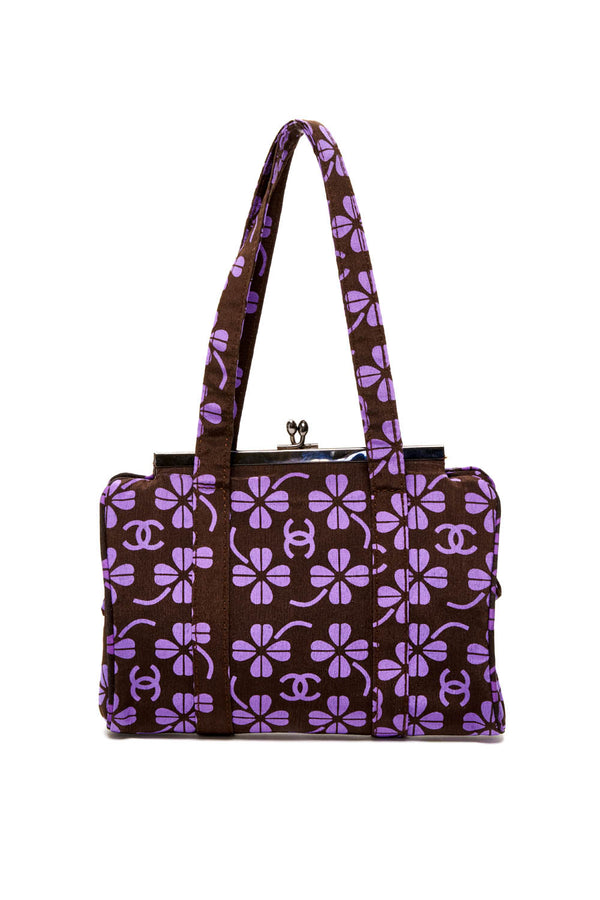 Chanel Purple and Brown Clover Purse 2001 P - Foxy Couture Carmel
