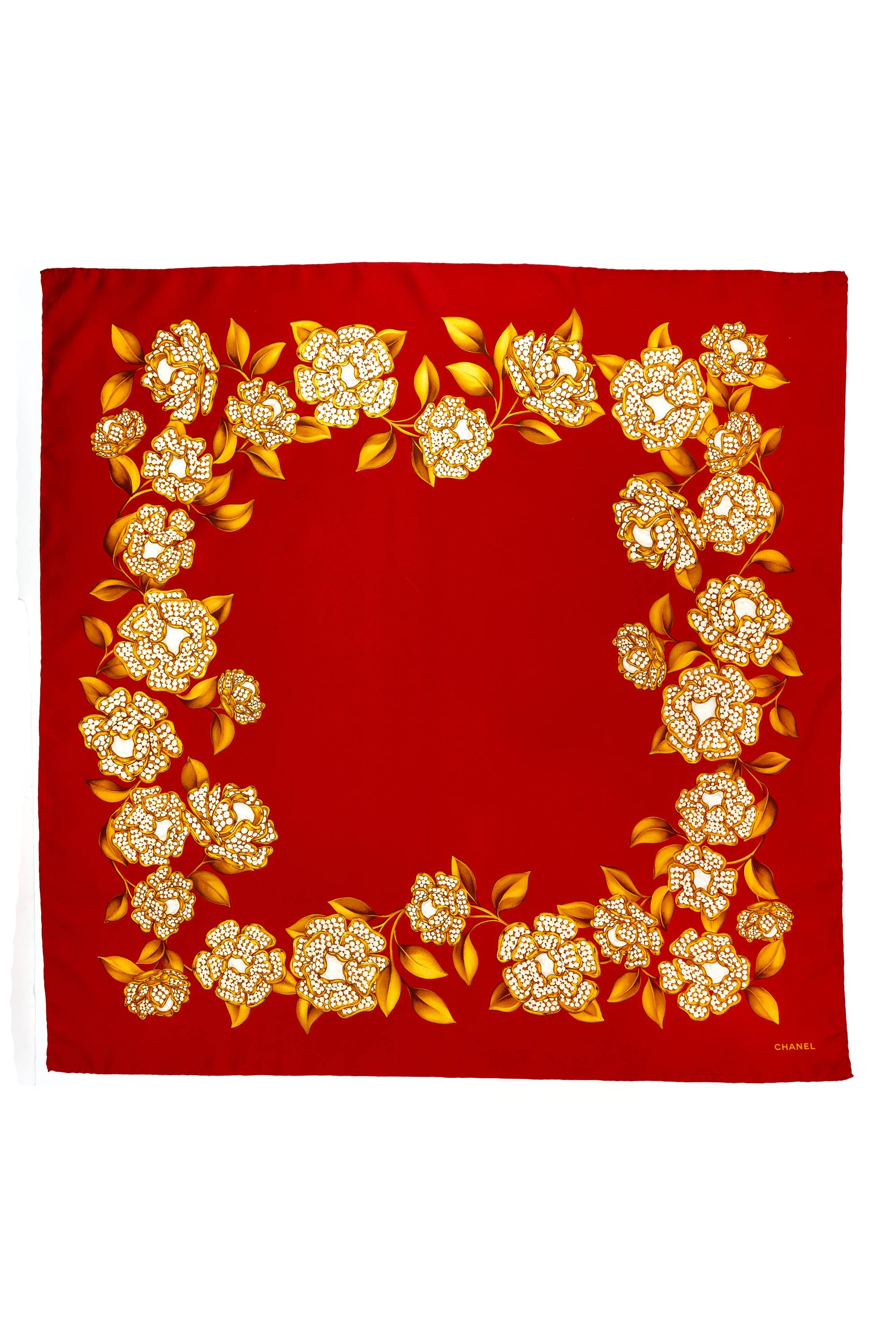 Selling Chanel red silk scarf