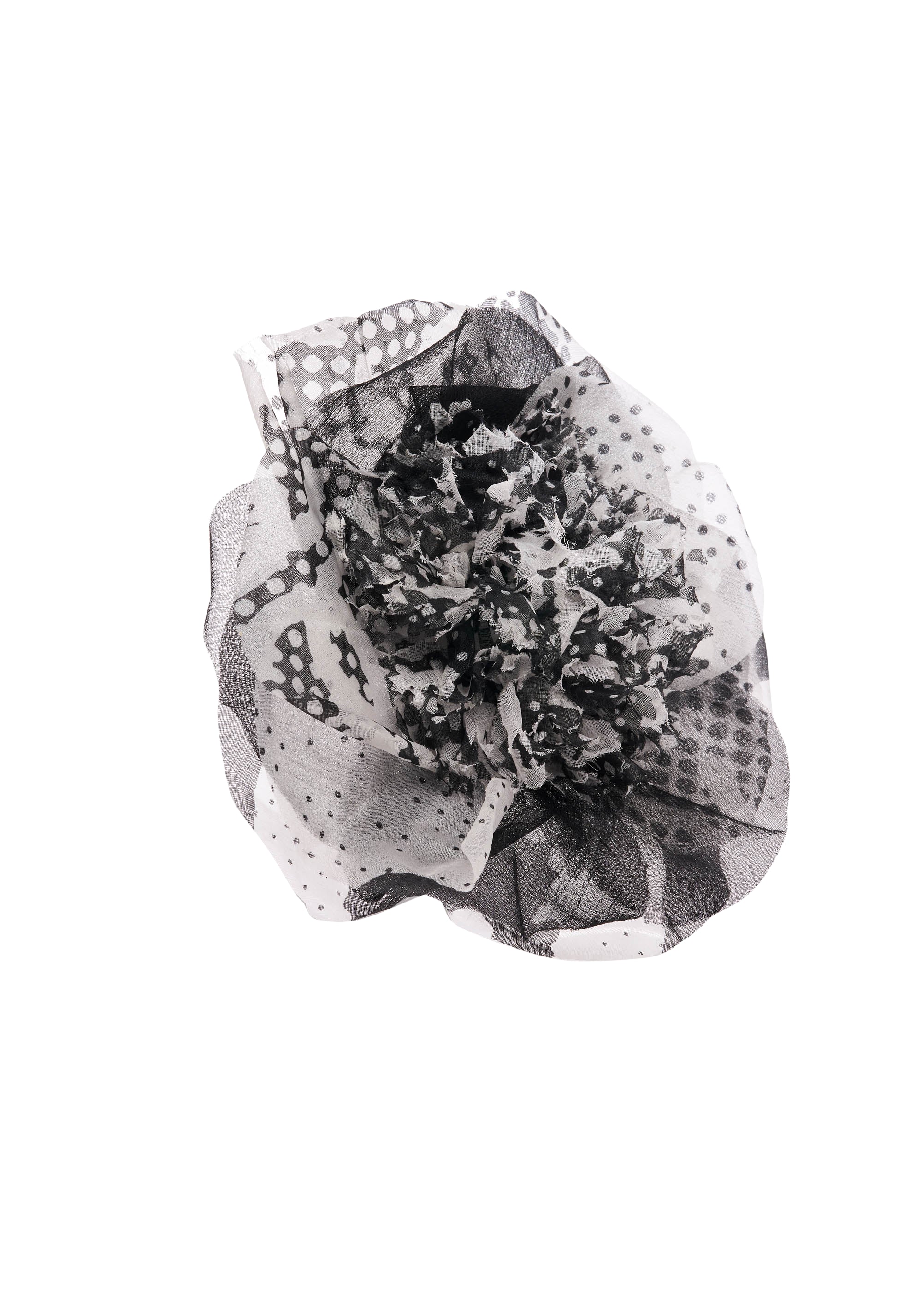 Chanel Printed Flower Pin Black and White