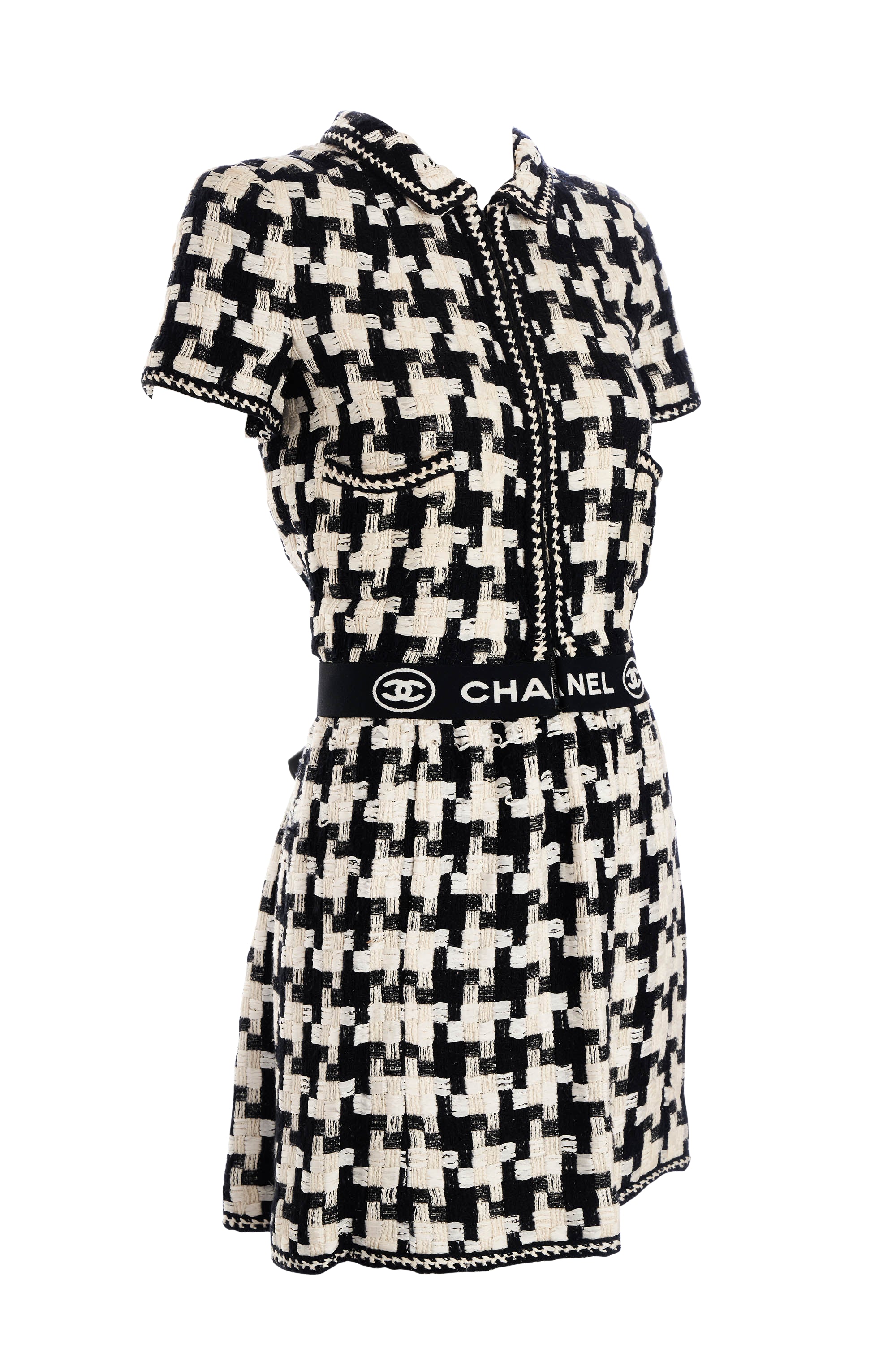 Chanel Black and White Large Houndstooth Jacket