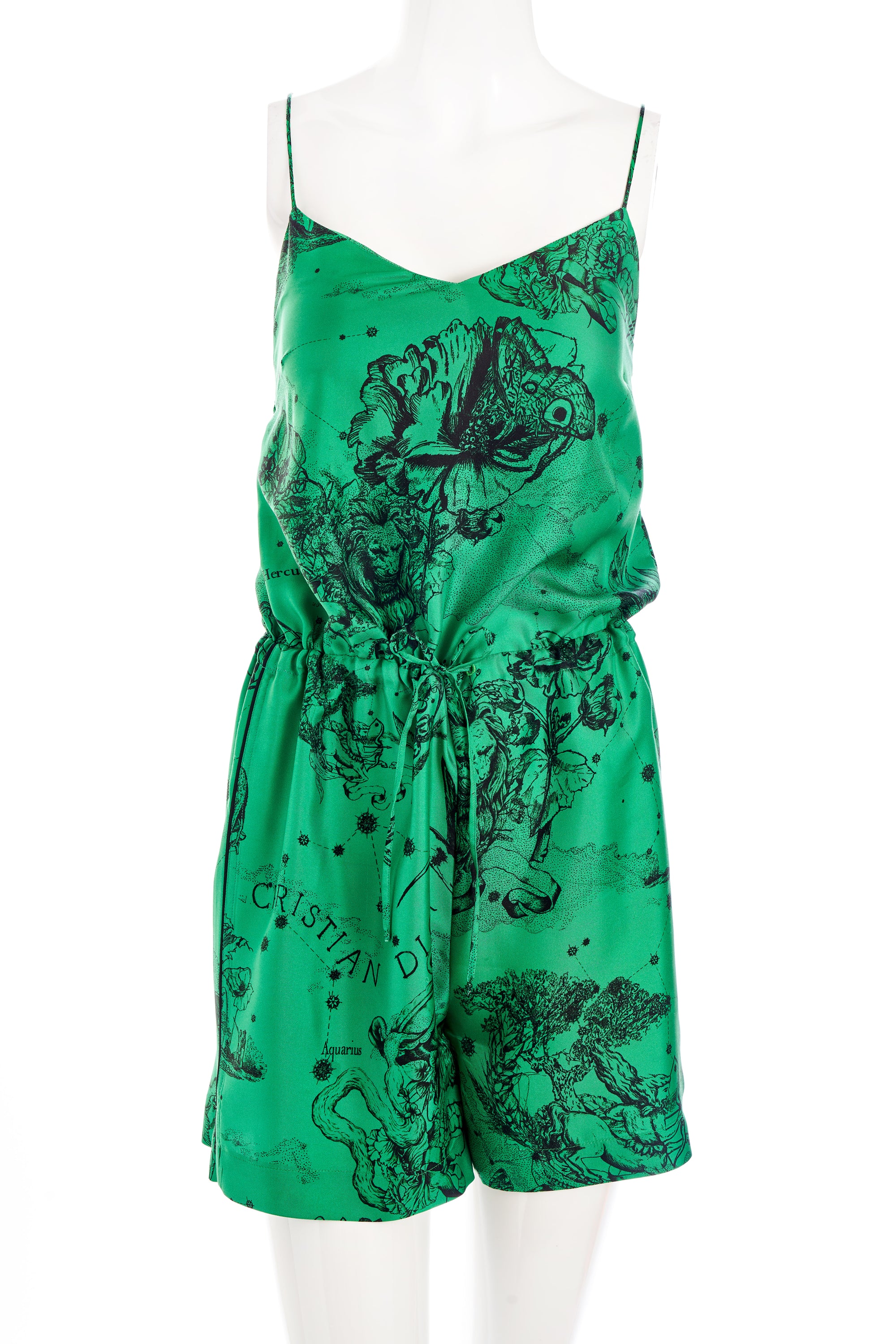 Christian Dior Constellation Print Green Silk Romper