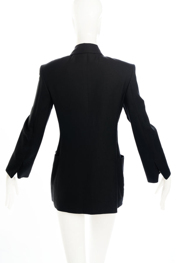 Gianfranco Ferre Black Jacket Gold Embroidery and Nautical Buttons