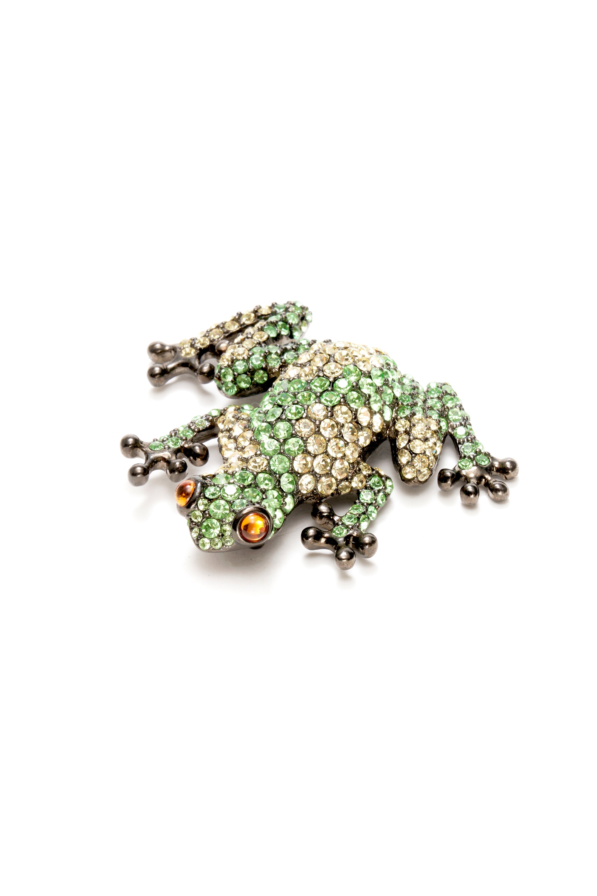 Givenchy Crystal and Metal Frog Brooch