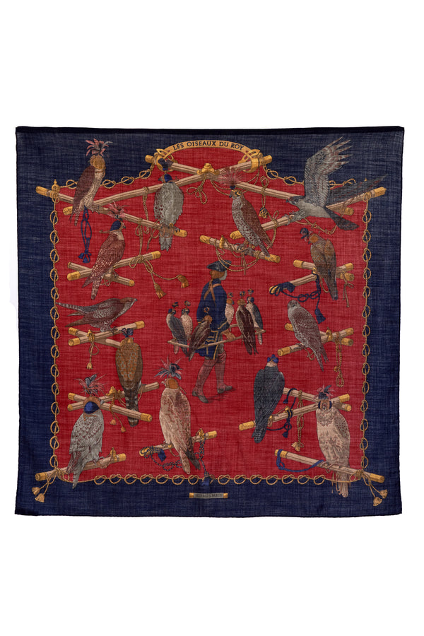 HermesNavyLesOlseauxDuRoyScarf