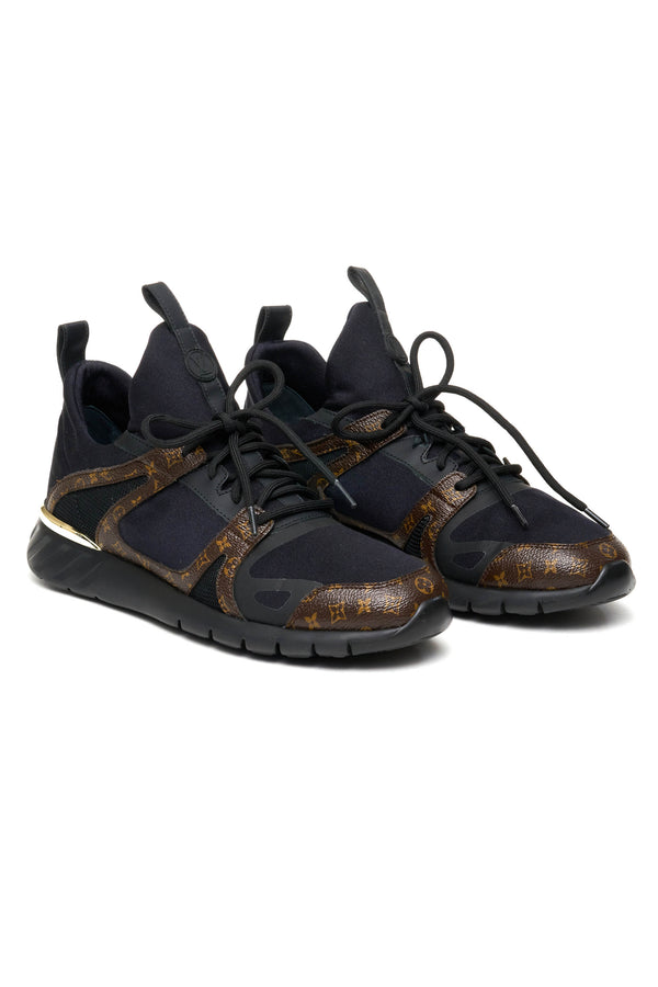 Louis Vuitton Black and Monogram Sneakers - Foxy Couture Carmel