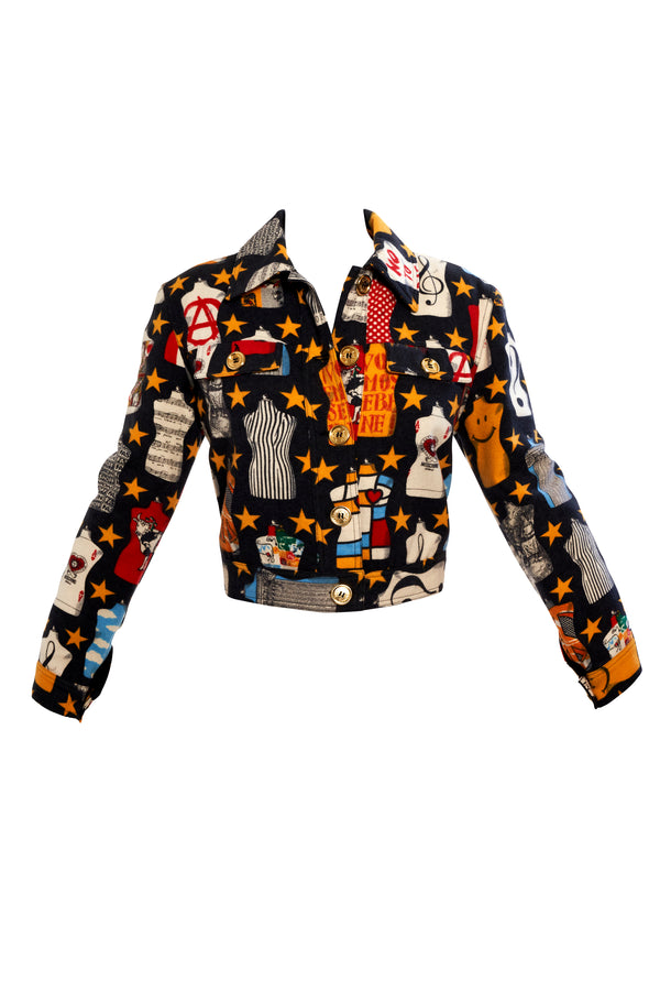 Moschino Jeans Black Atelier Cropped Jacket - Foxy Couture Carmel