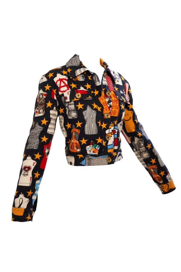 MOSCHINO COUTURE! 総柄 フーデッドジャケット Moschino_Jeans_BK_Icon_pattern