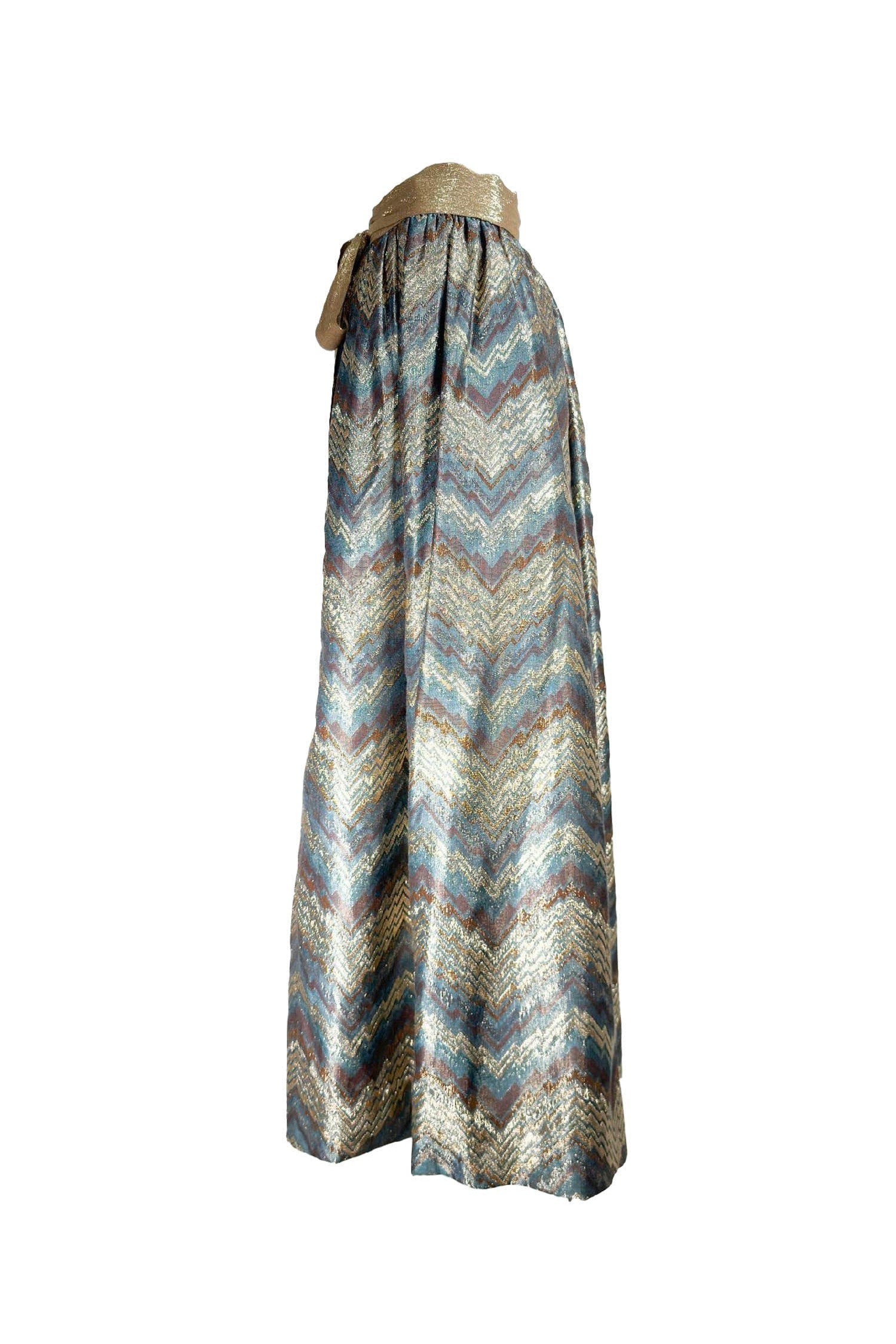 Adolfo Metallic Brocade Chevron Print Ball Skirt Saks Fifth Avenue 1970's