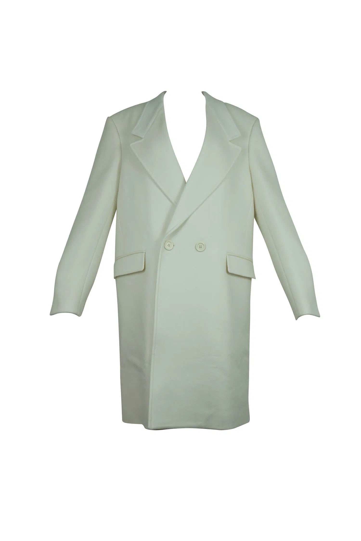 Celine Ivory Cashmere Tailored Over Coat NWT Sz 46 - Foxy Couture Carmel