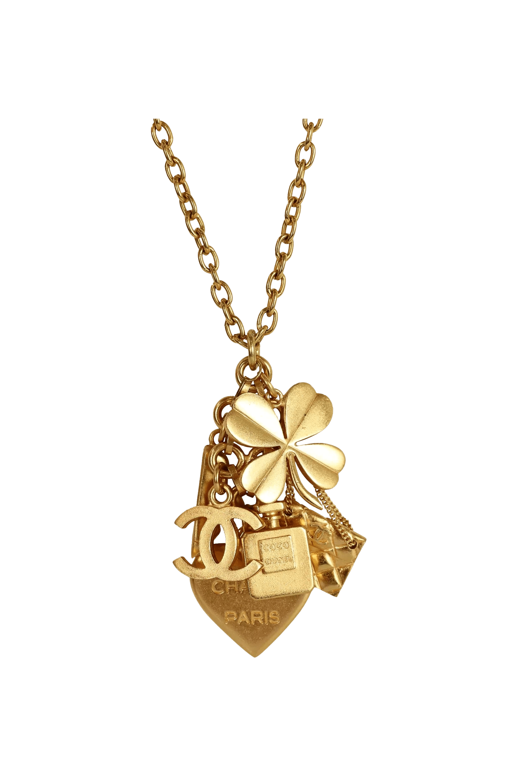 Chanel 1995 24K Gold Plated Lucky Charms Necklace Foxy Couture Carmel