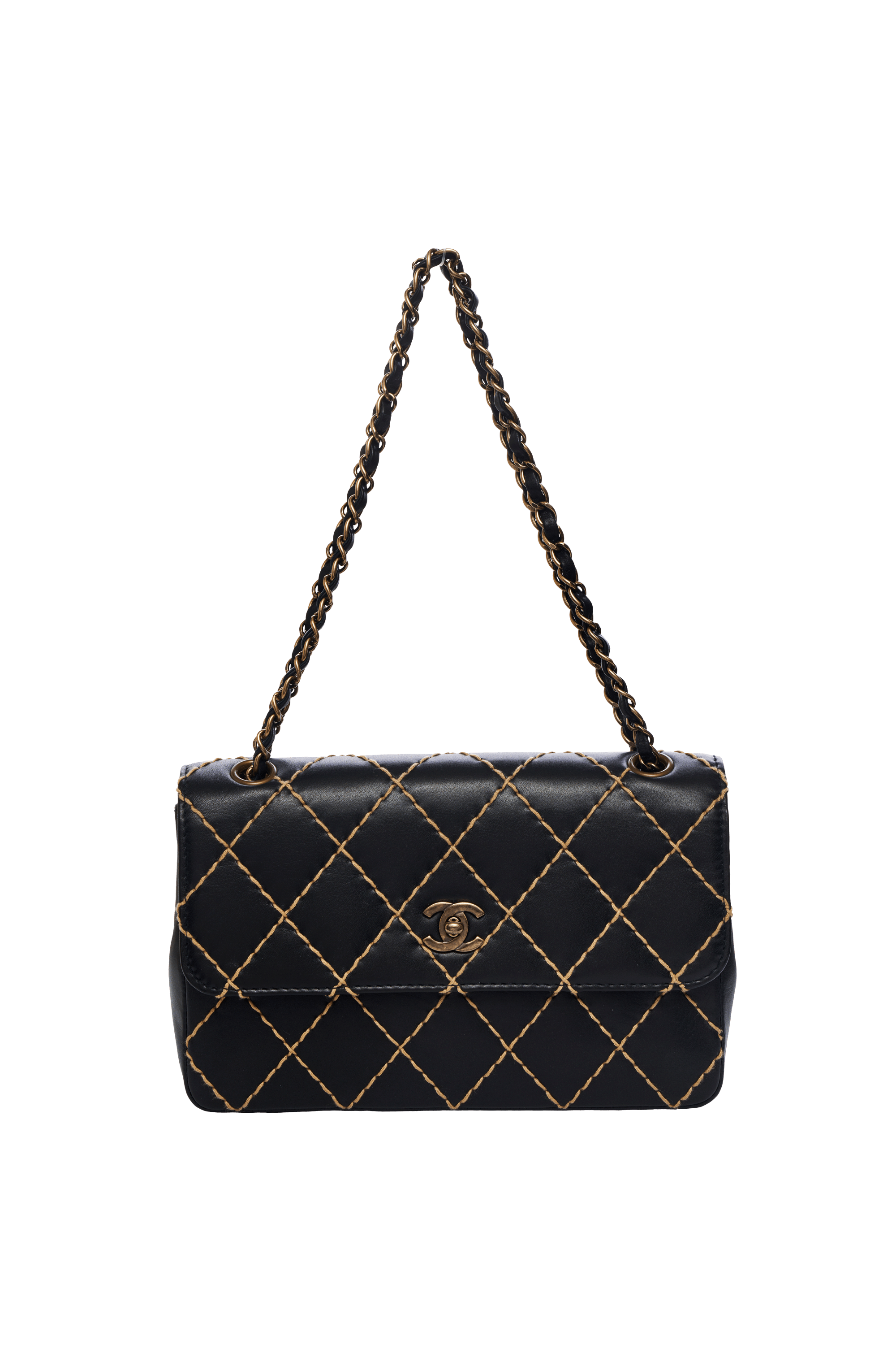 Chanel Black Wild Stitch Purse 2000 Foxy Couture Carmel