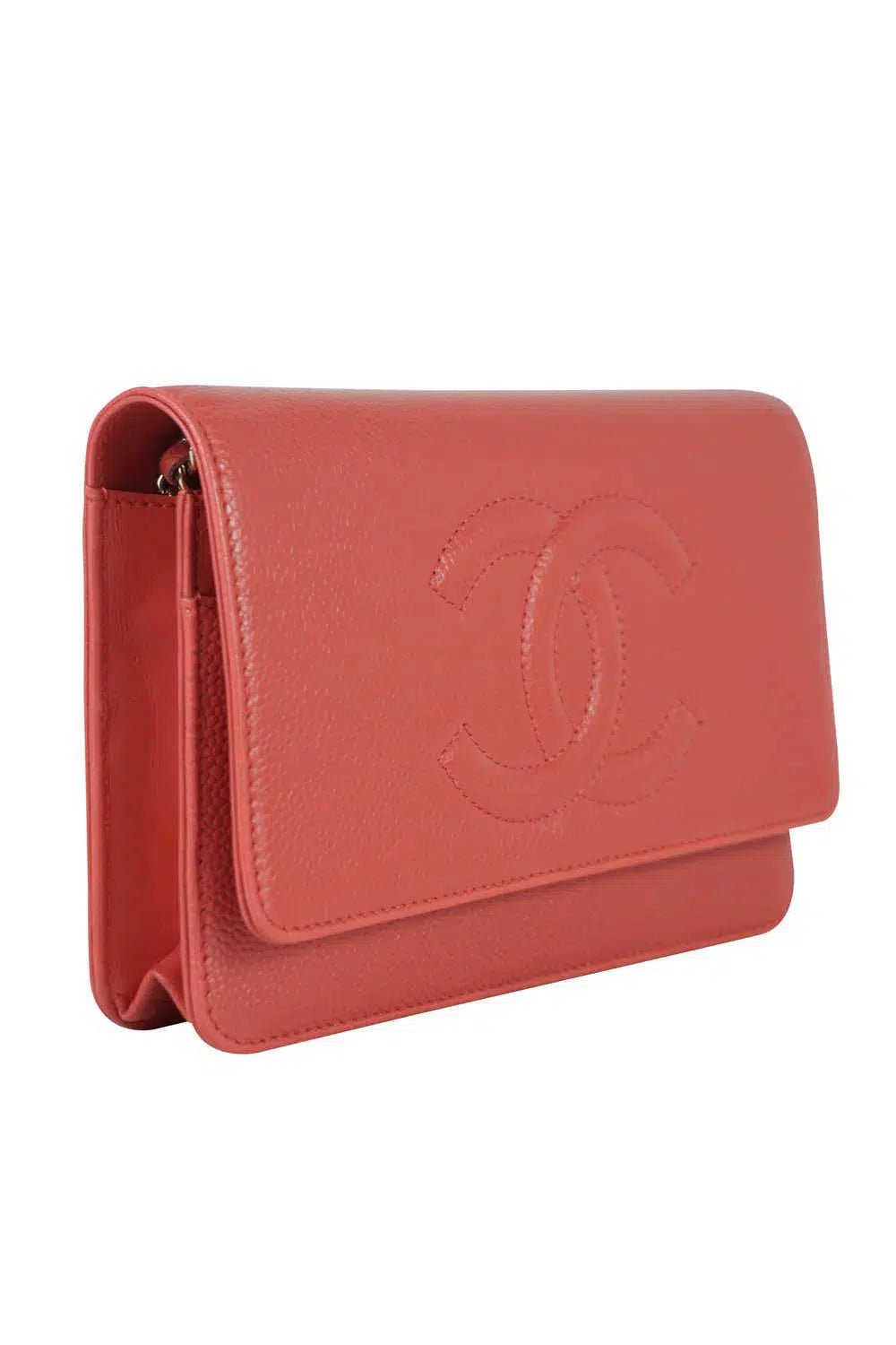 Chanel Caviar Salmon Timeless Wallet on a Chain 2014-15