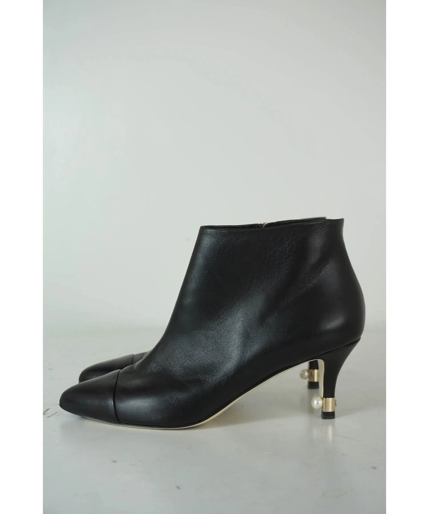 Chanel Pearl CC Heel Ankle Boots