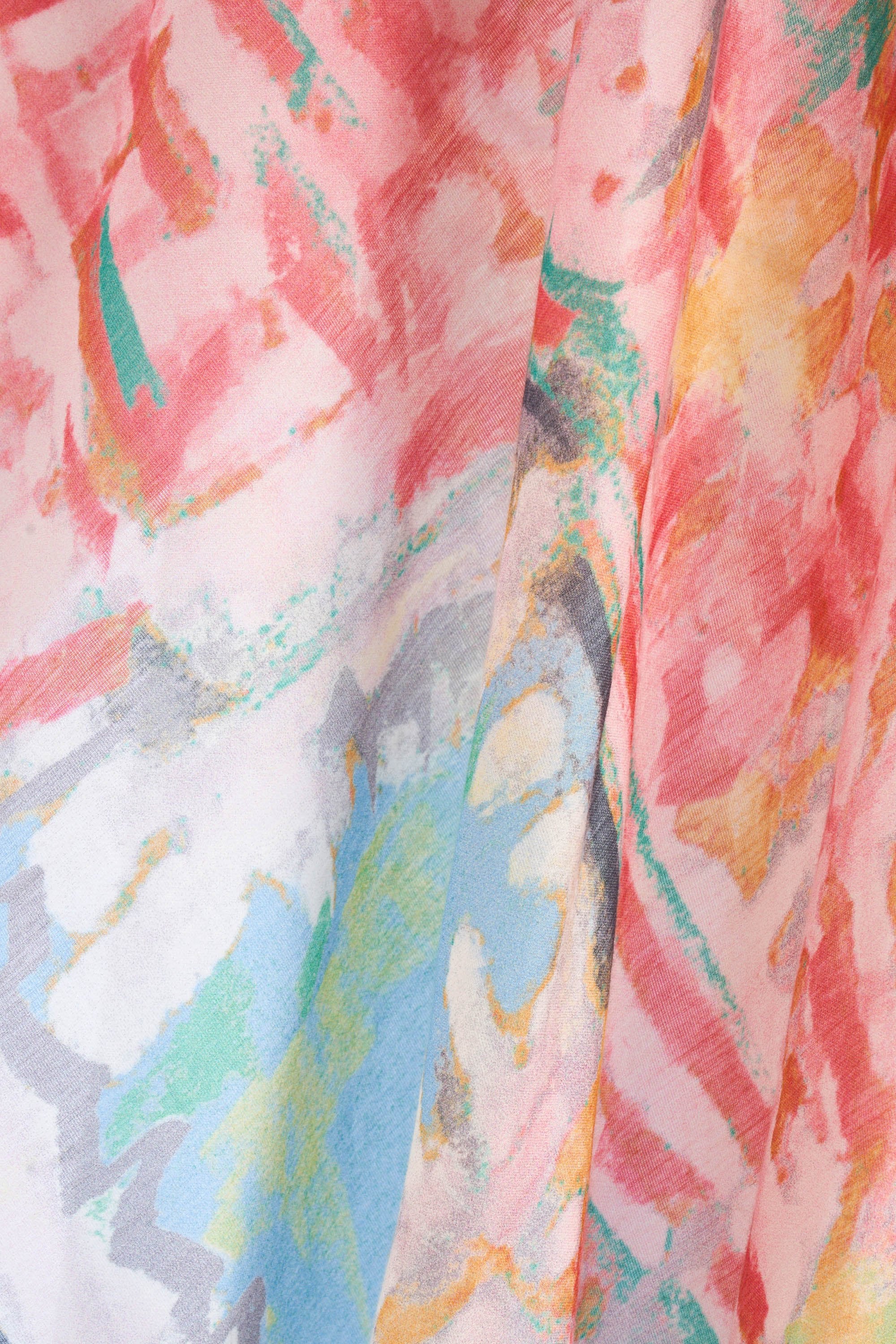 Chanel Silk Chiffon Caftan Gown in Watercolor Print