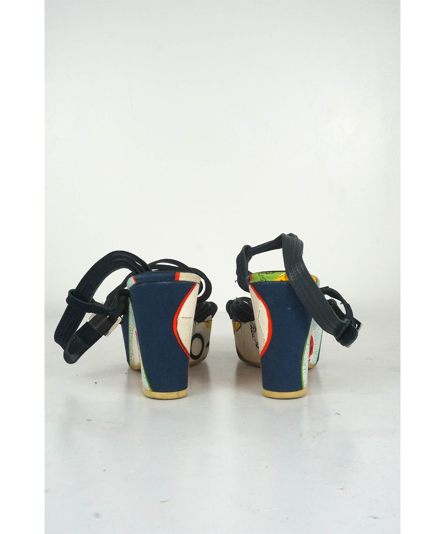 Chanel Vintage Ladybug Canvas Wedge Sandals