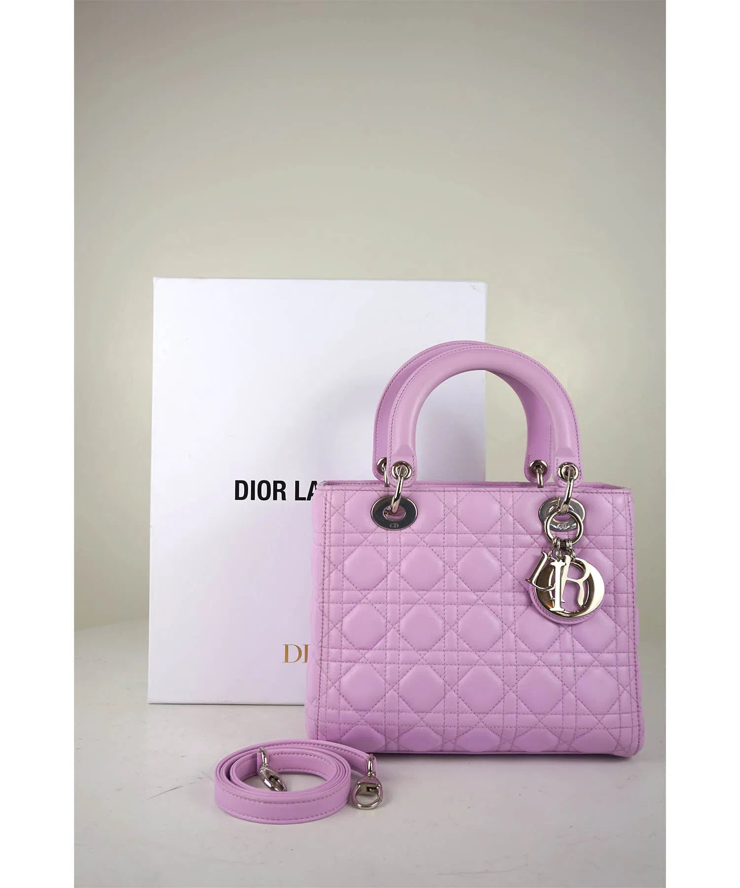 Christian Dior Medium Lady Bag w/Cannage Lambskin Leather