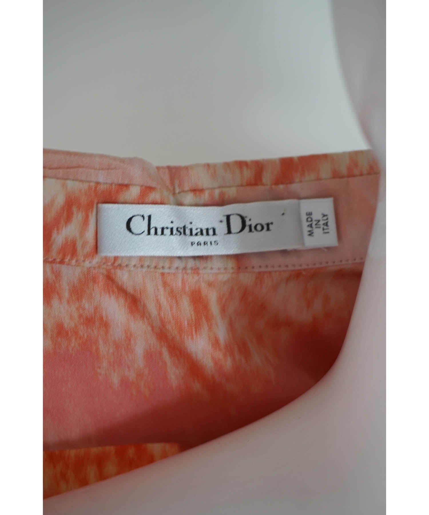 Christian Dior Peach Print Taffeta Top 36/4