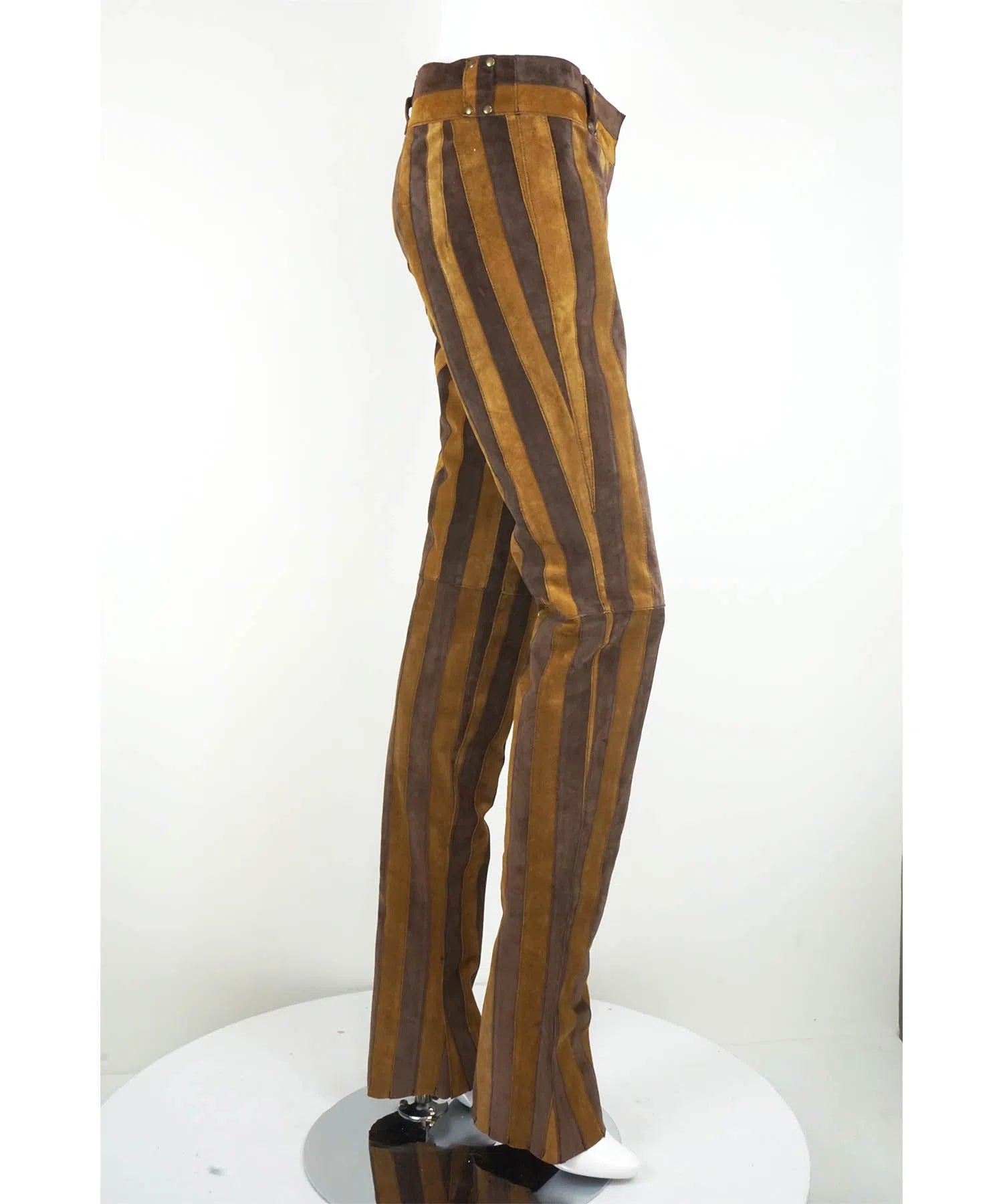 Dolce & Gabbana Vintage Vertical Striped Suede Pants Y2K Early 2000's
