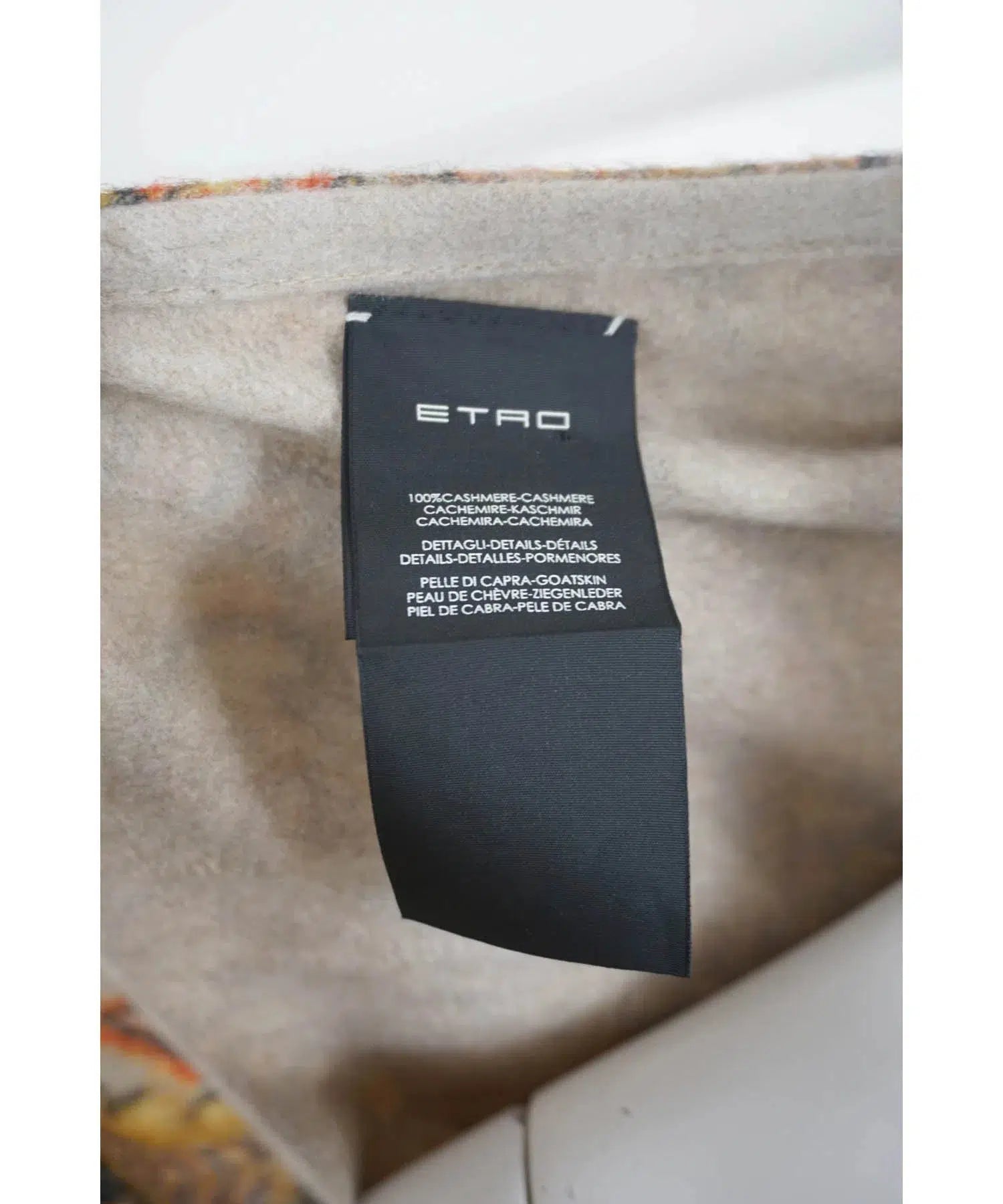 Etro Cashmere Print Cape Leather Fringe One Size
