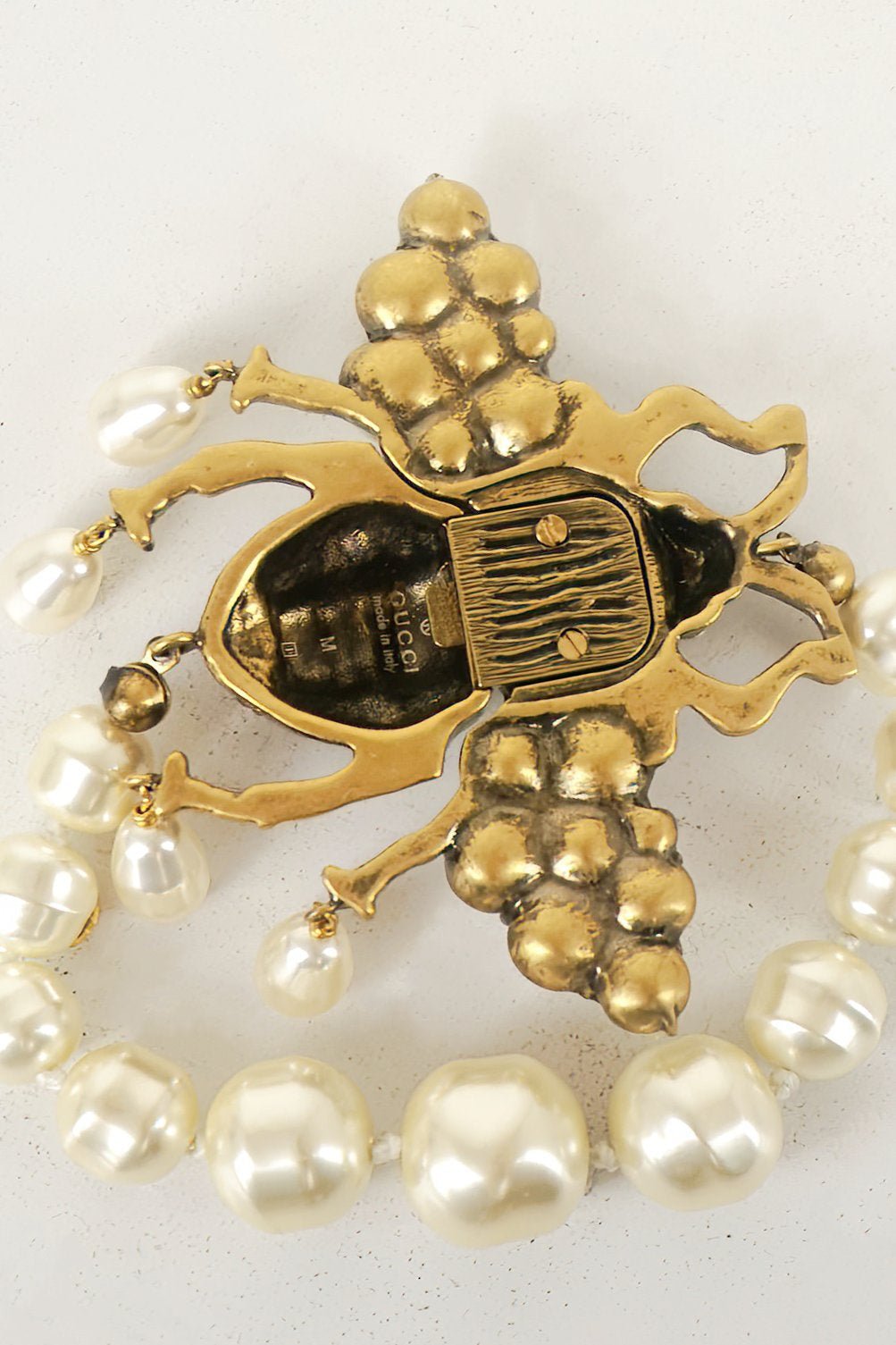 Gucci Faux Pearl & Crystal Bee Bracelet