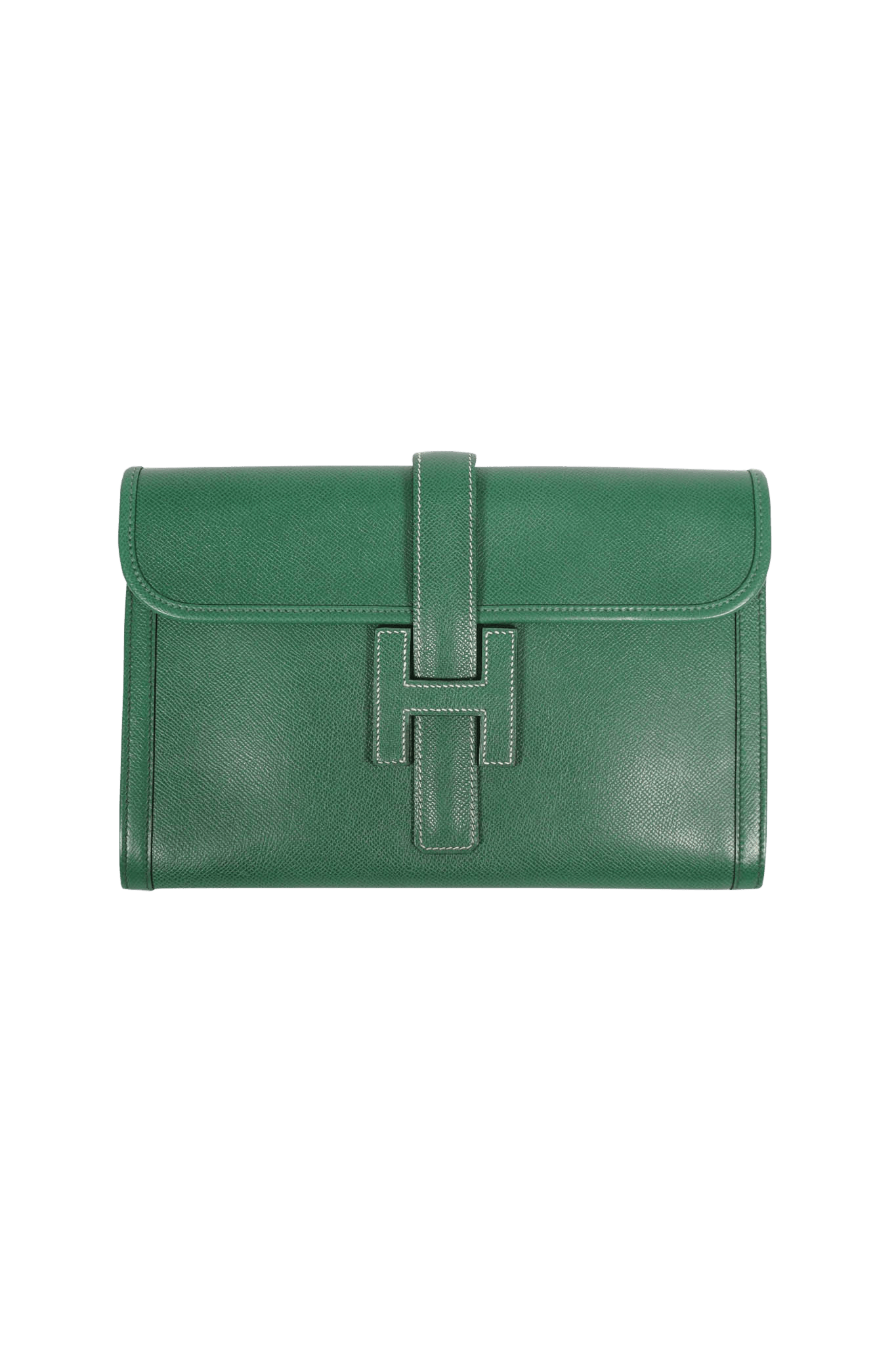 Hermes Vert Clair Green Courcheval Jige H Clutch 29cm - Foxy Couture Carmel