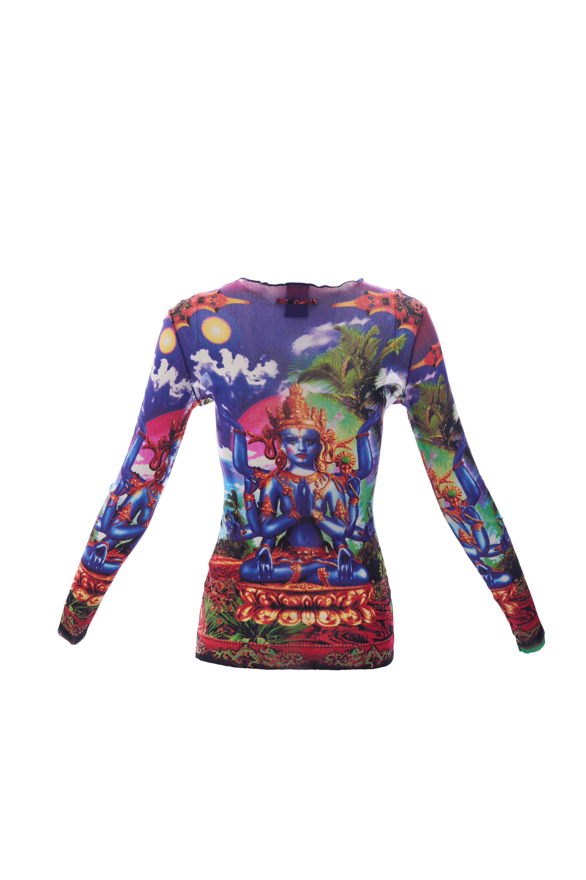Jean Paul Gaultier Small Purple India Print Mesh Shirt