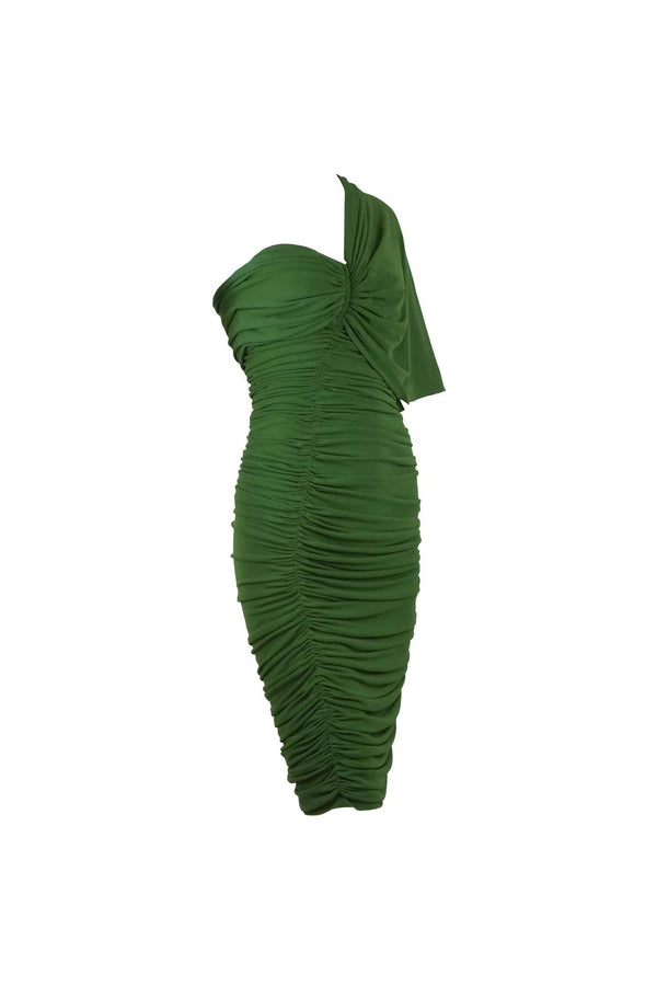 Lanvin Ruched Mesh One Shoulder Bodycon Dress Lanvin Ruched Mesh One Shoulder Bodycon Dress
