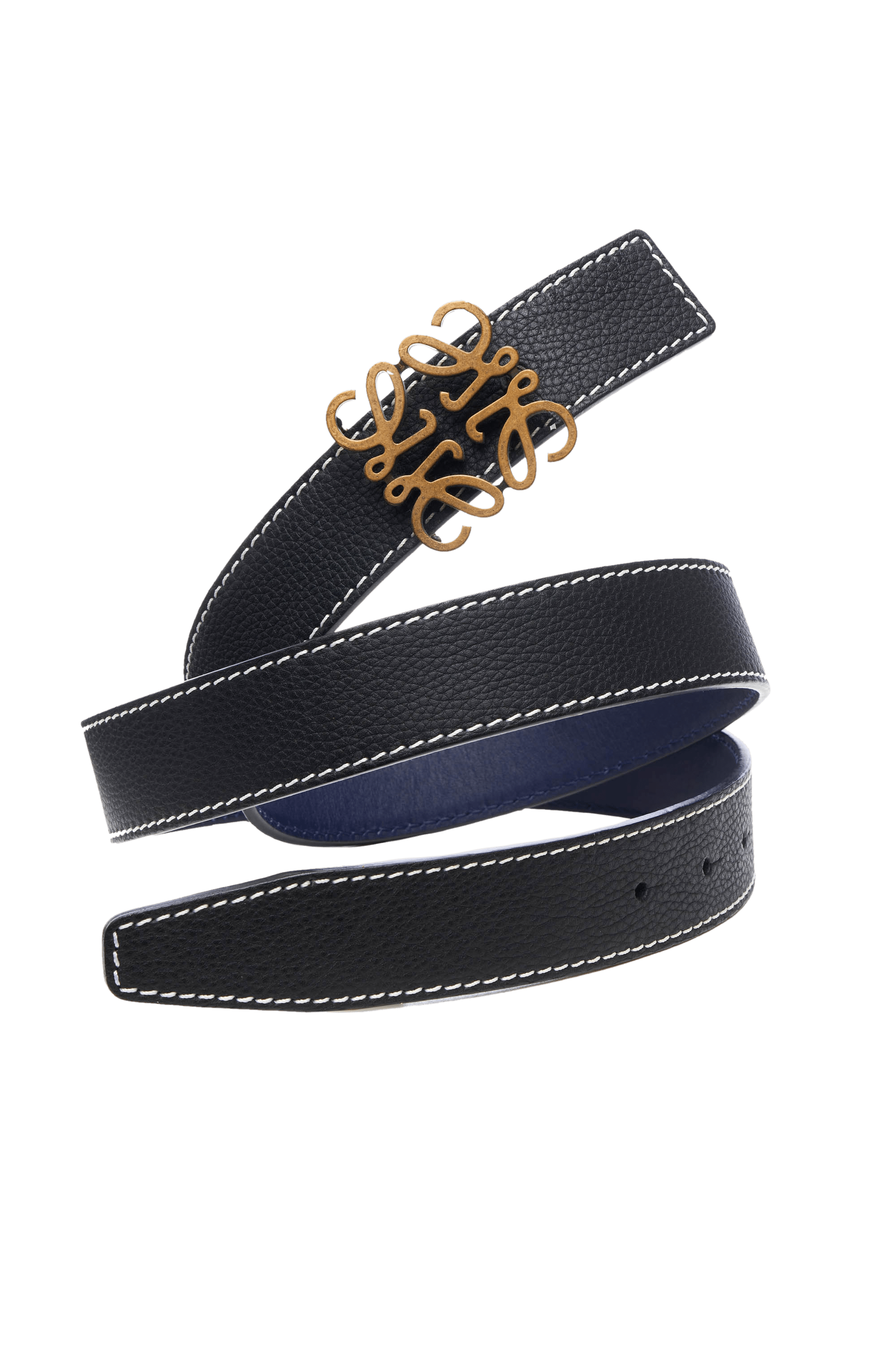 Loewe Black Navy GHW Logo Belt Size 36 - Foxy Couture Carmel