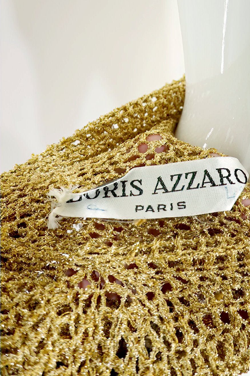 Lorris Azzaro Vintage 1970s Gold Crochet and Chain Top Sz Small