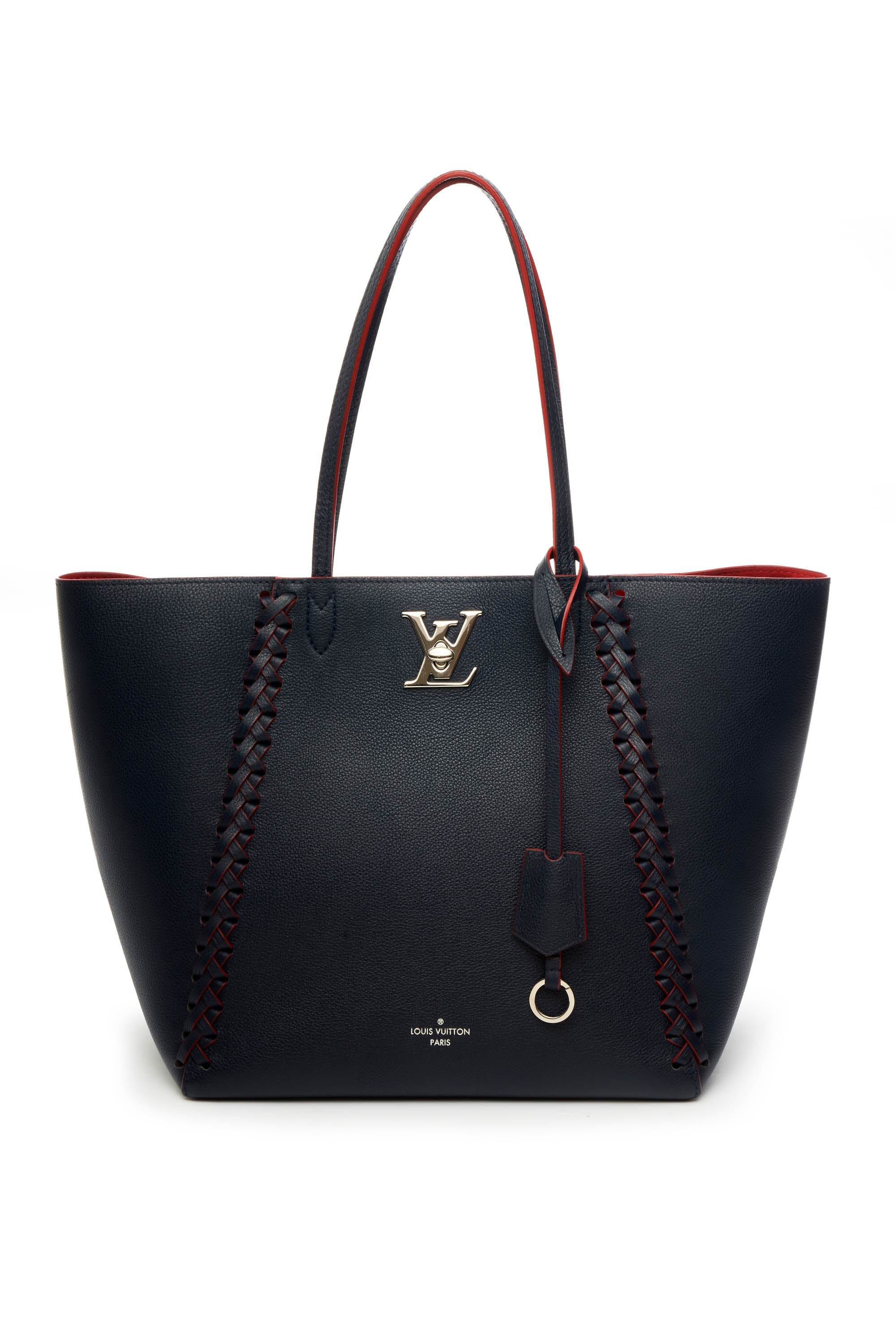 Louis Vuitton Navy Rouge Lock Me Cabas Tote Foxy Couture Carmel