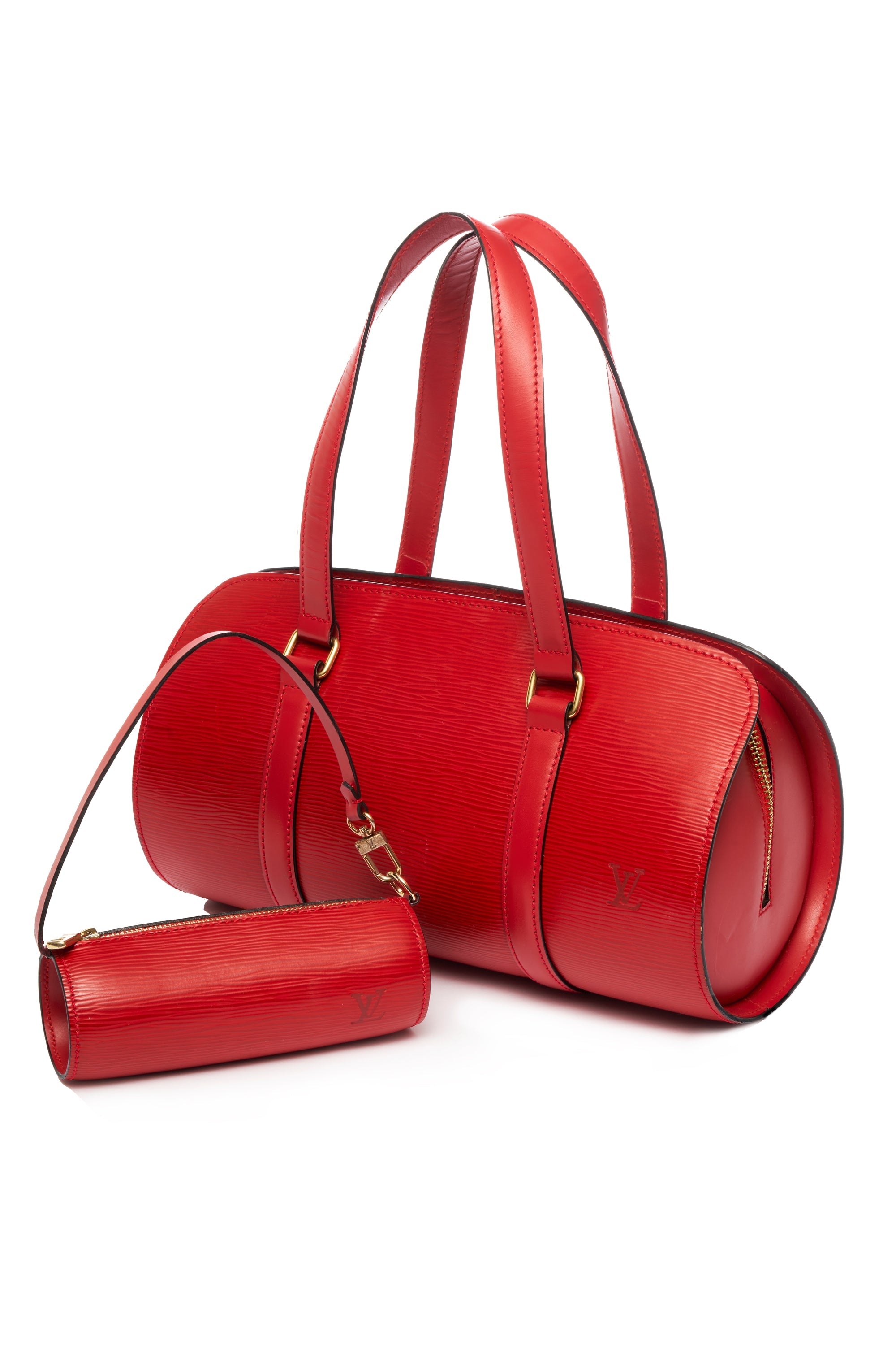 Louis Vuitton Red Epi Papillon Purse and Mini Set