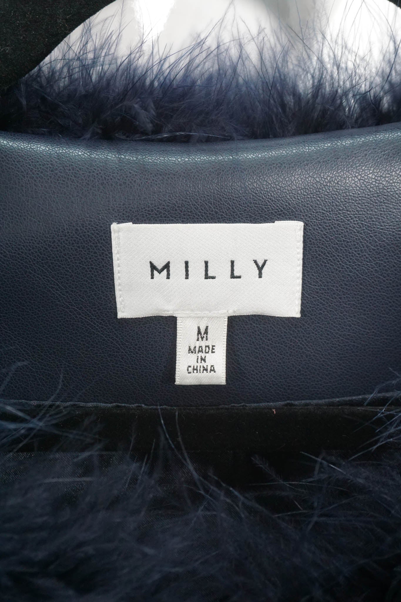 Milly Navy Maribou Feather Jacket