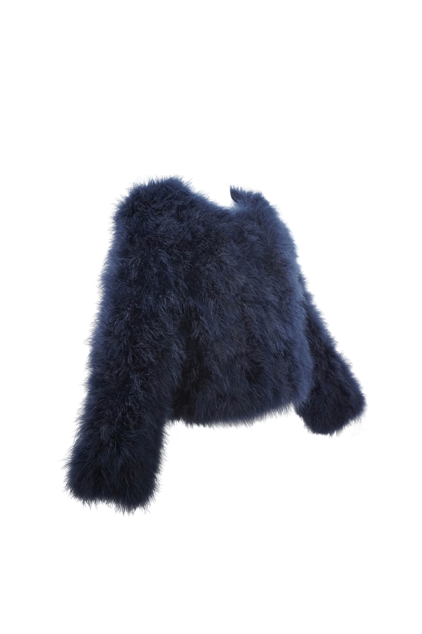 Milly Navy Maribou Feather Jacket - Foxy Couture Carmel