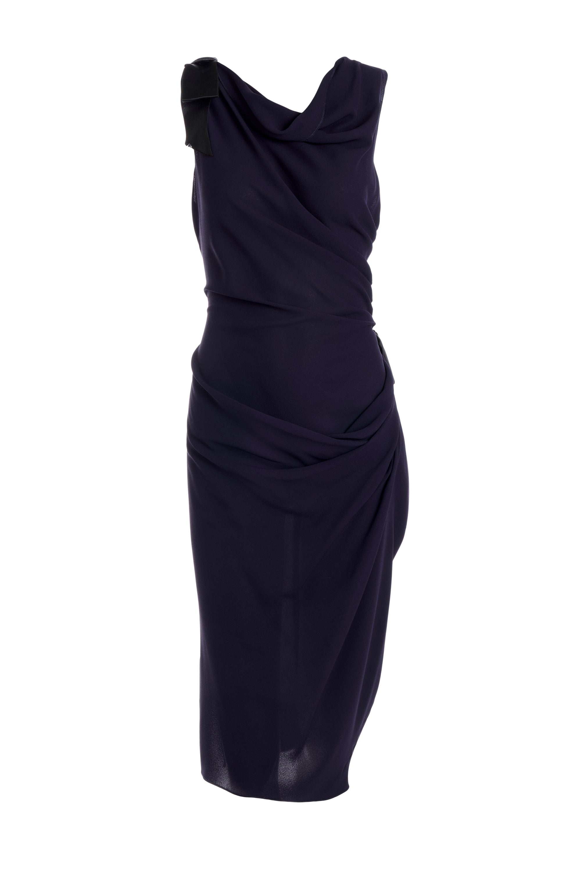 Nina Ricci Navy and Black Silk Dress Size 38 - Foxy Couture Carmel