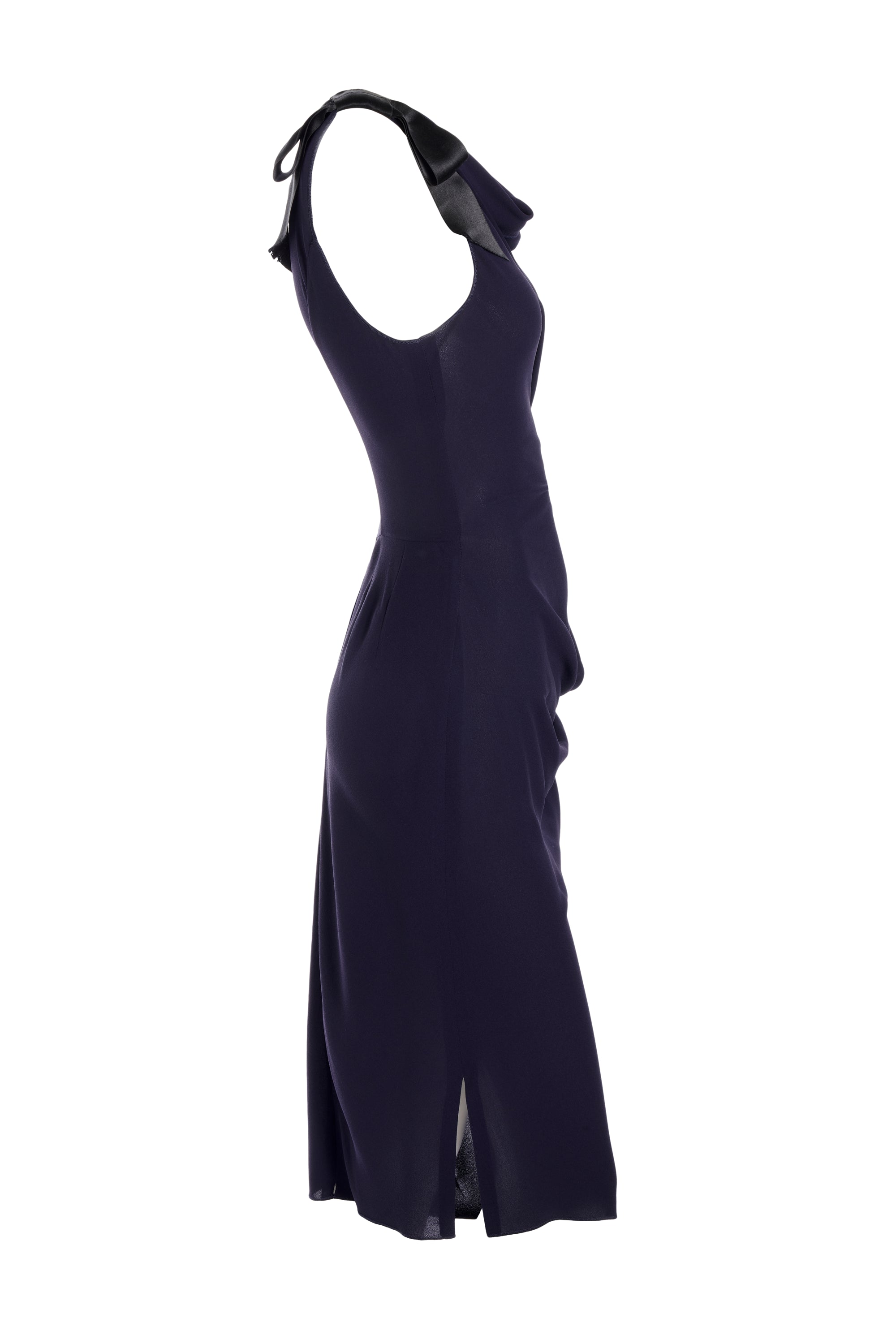 Nina Ricci Navy and Black Silk Dress Size 38 - Foxy Couture Carmel