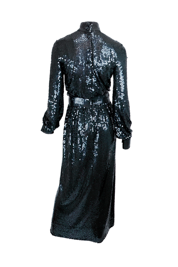 norman norell mermaid dress Norman Norell Iconic Mermaid Gown Sparkling Green Sequins on Silk  1960s-1970s