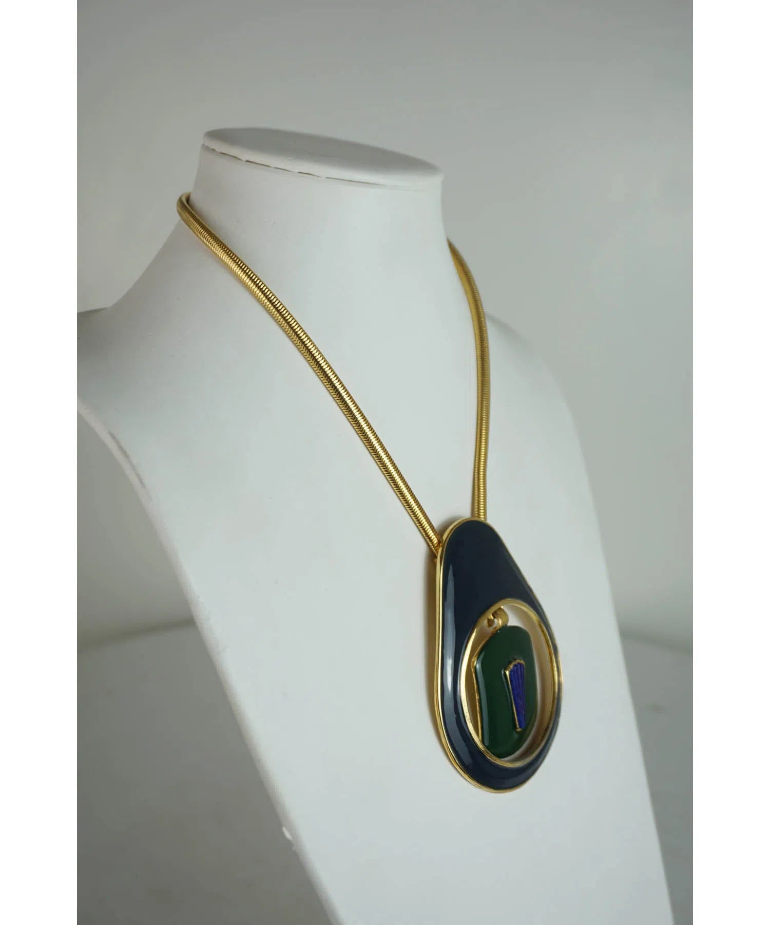 Pierre Cardin Large Enamel Pendant Necklace