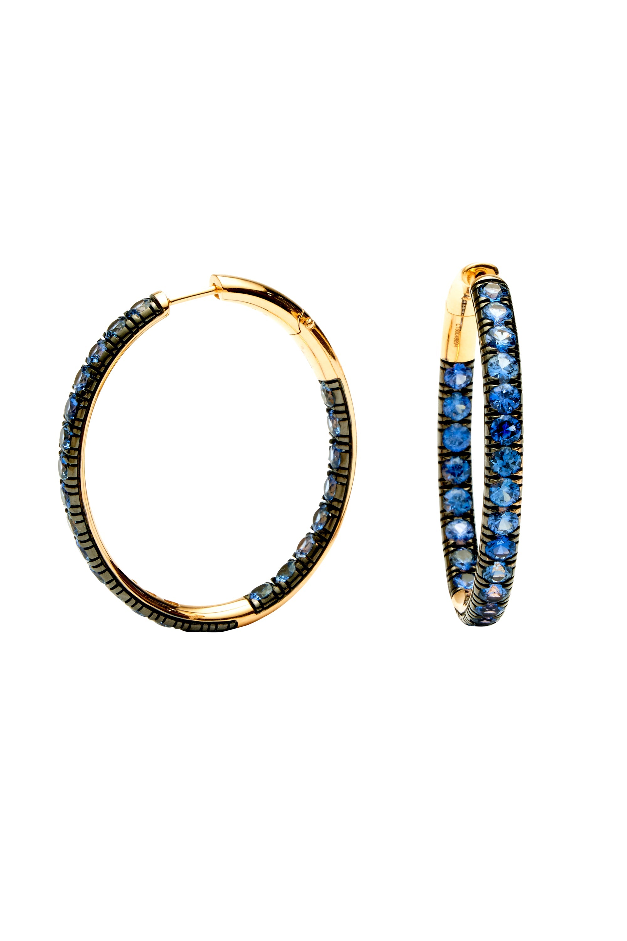 Pomellato Sapphire and 18k Rose Gold Hoop Earrings - Foxy Couture Carmel