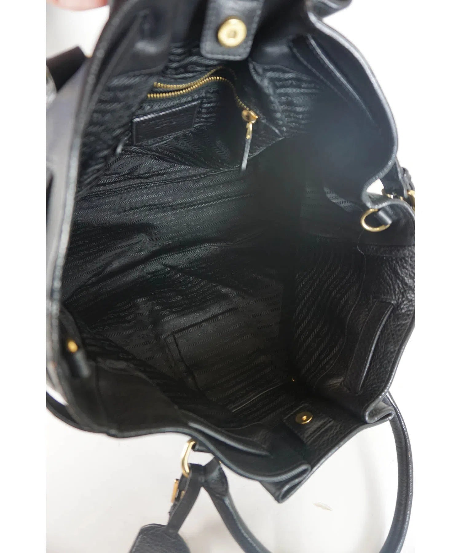 Prada Size Large Black Leather/Nylon GHW w/ Shoulder Strap Tote