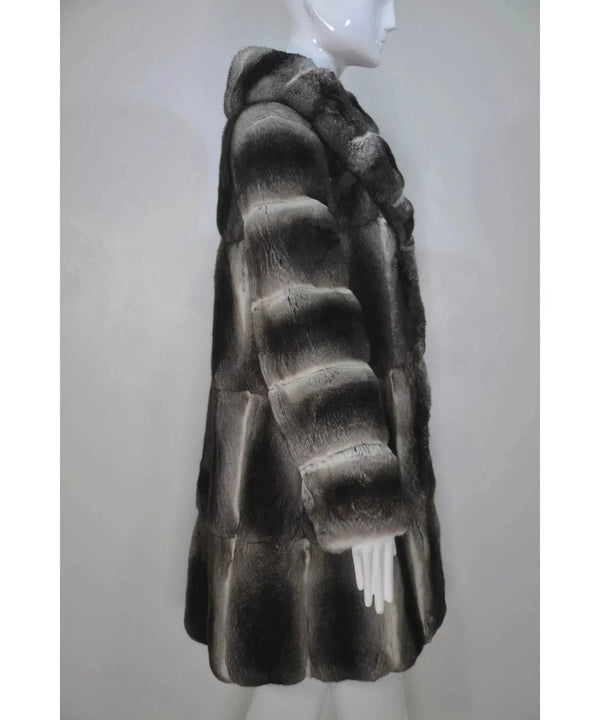 Saks 5th Ave Size 26 Grey Chinchilla Knee Length Coat - Foxy