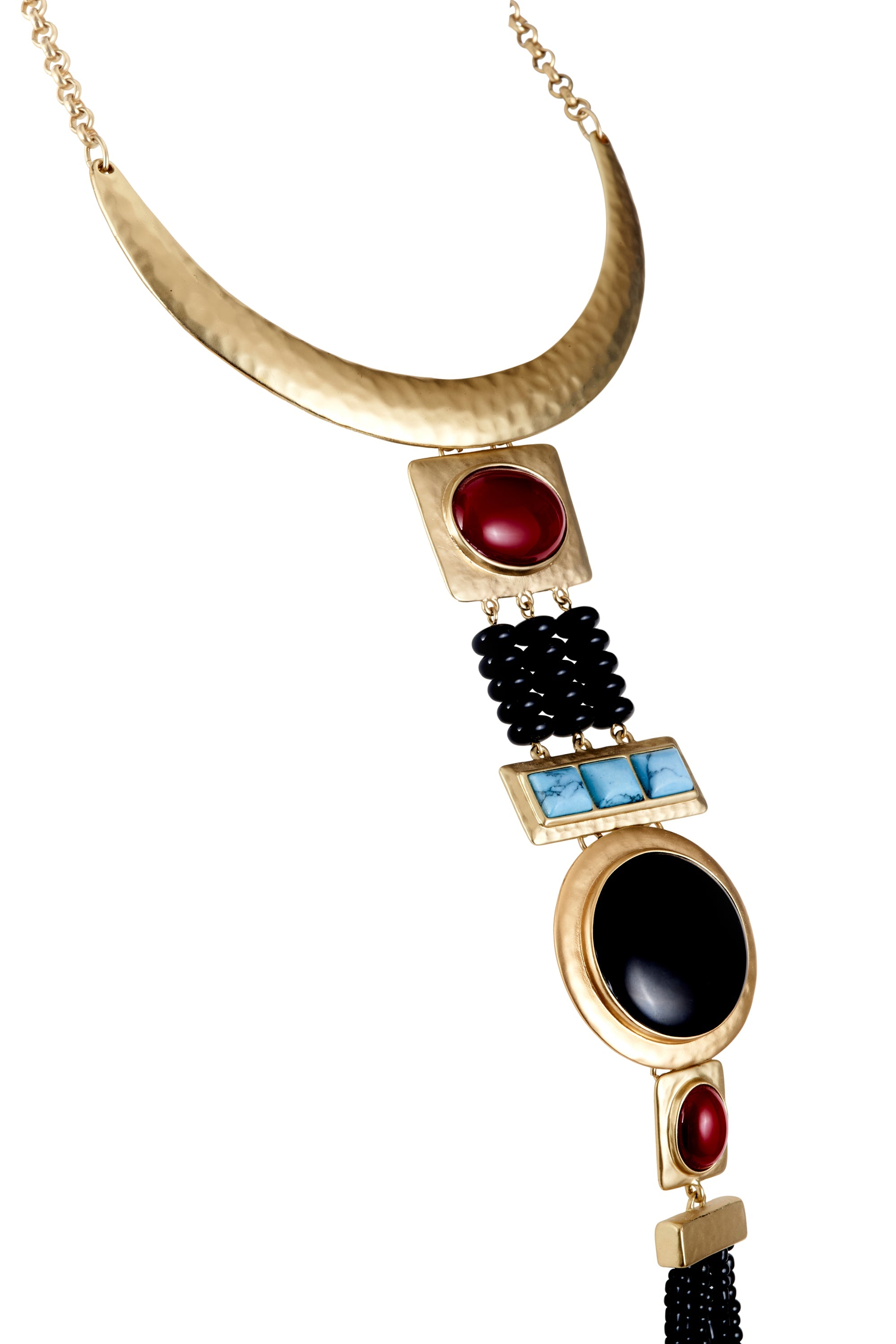Ugo Correani Gold Collar Drop Necklace 1970's - Foxy Couture Carmel