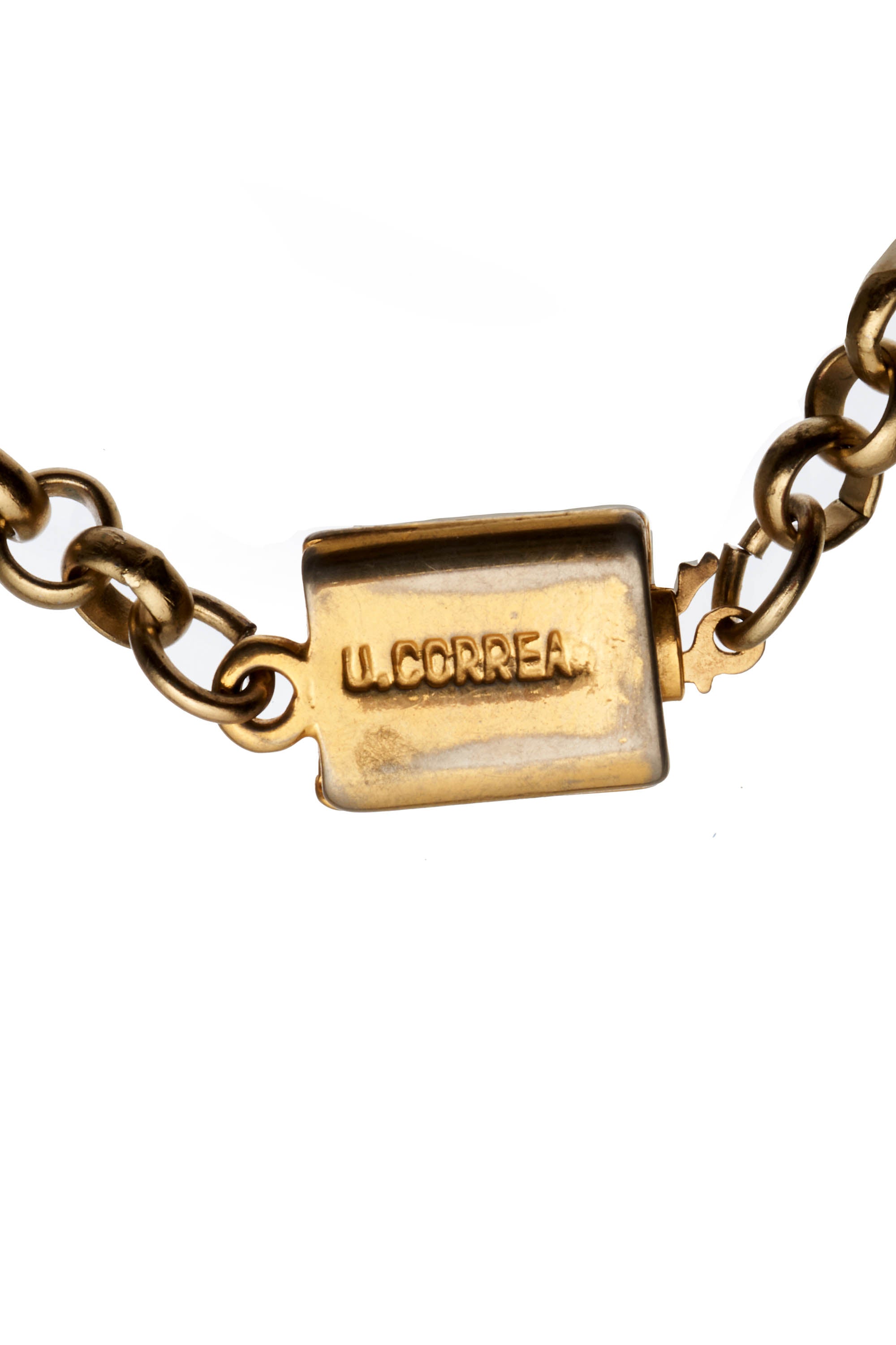 Ugo Correani Gold Collar Drop Necklace 1970's