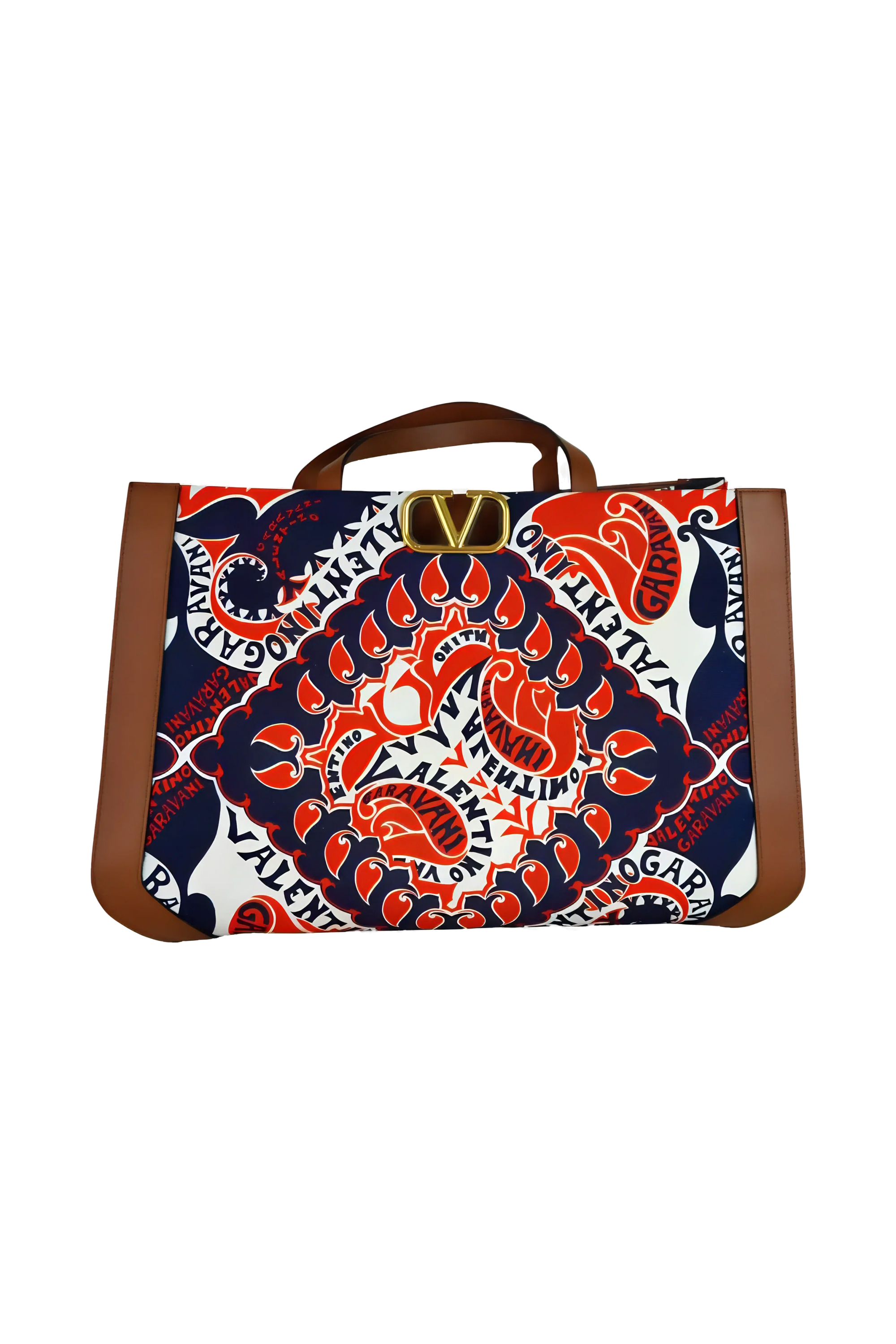 Valentino Print V-Logo Tote Bag - Foxy Couture Carmel