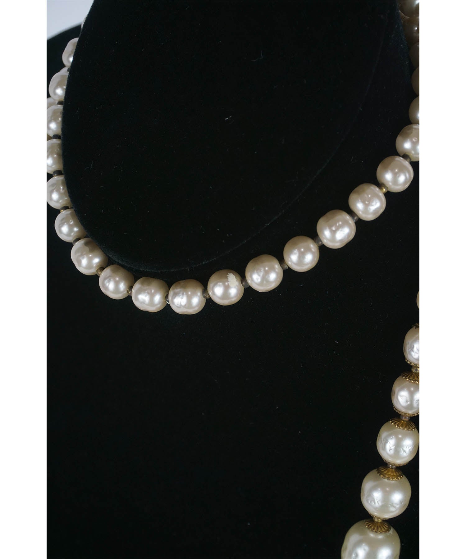 Vintage 1940s Pearl & Crystal Lariat Necklace