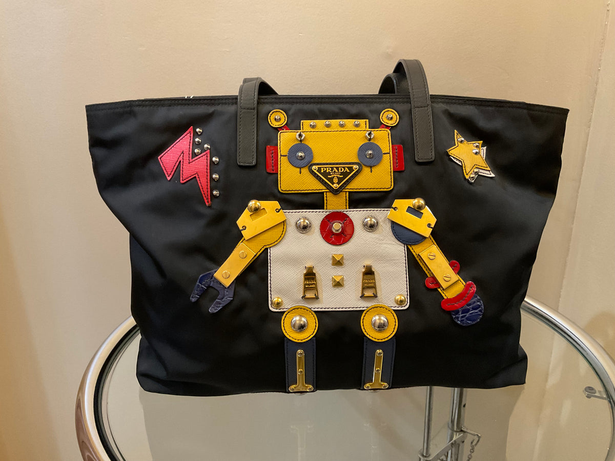 Prada Black Tessuto Robot Tote (Reserved Angela)