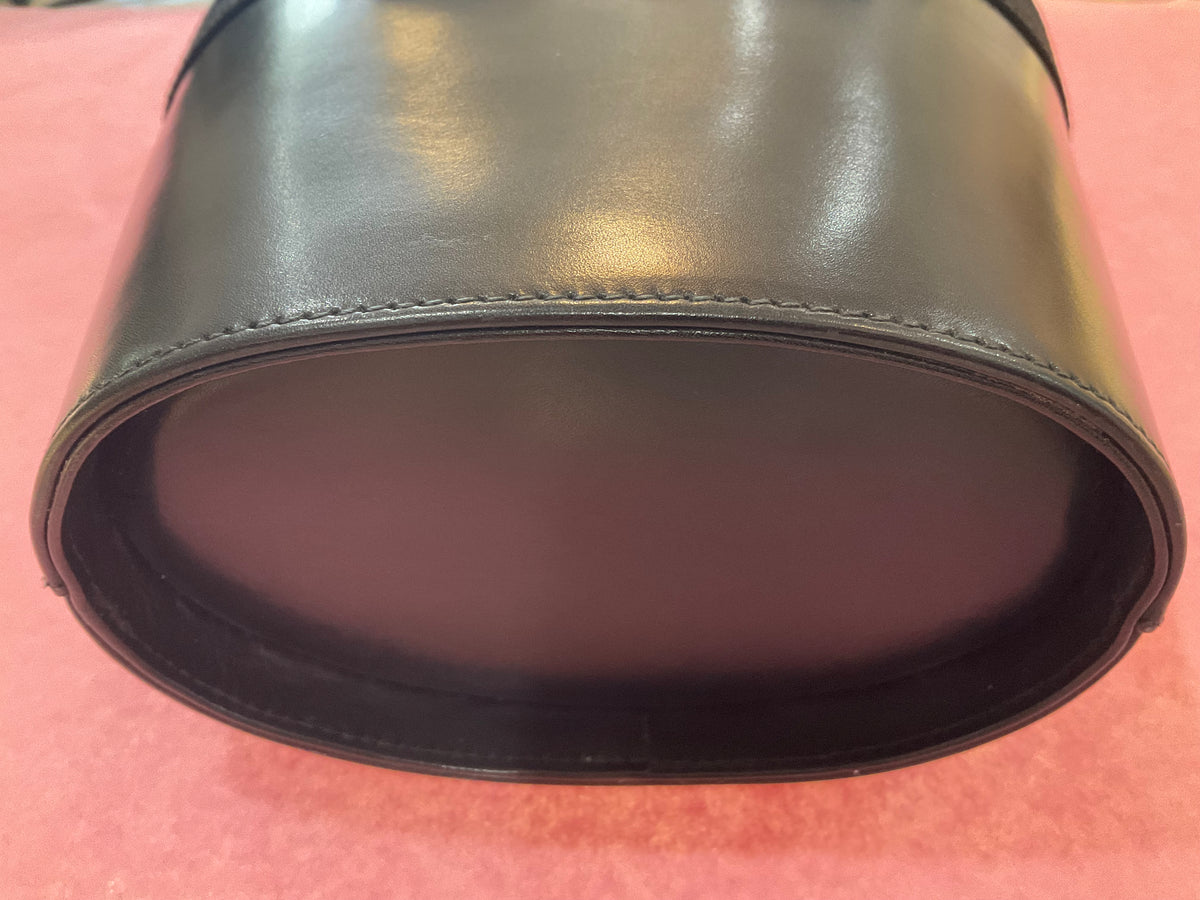 For Julia: Ferragamo Small Black Bucket Purse Grosgrain Bow GHW