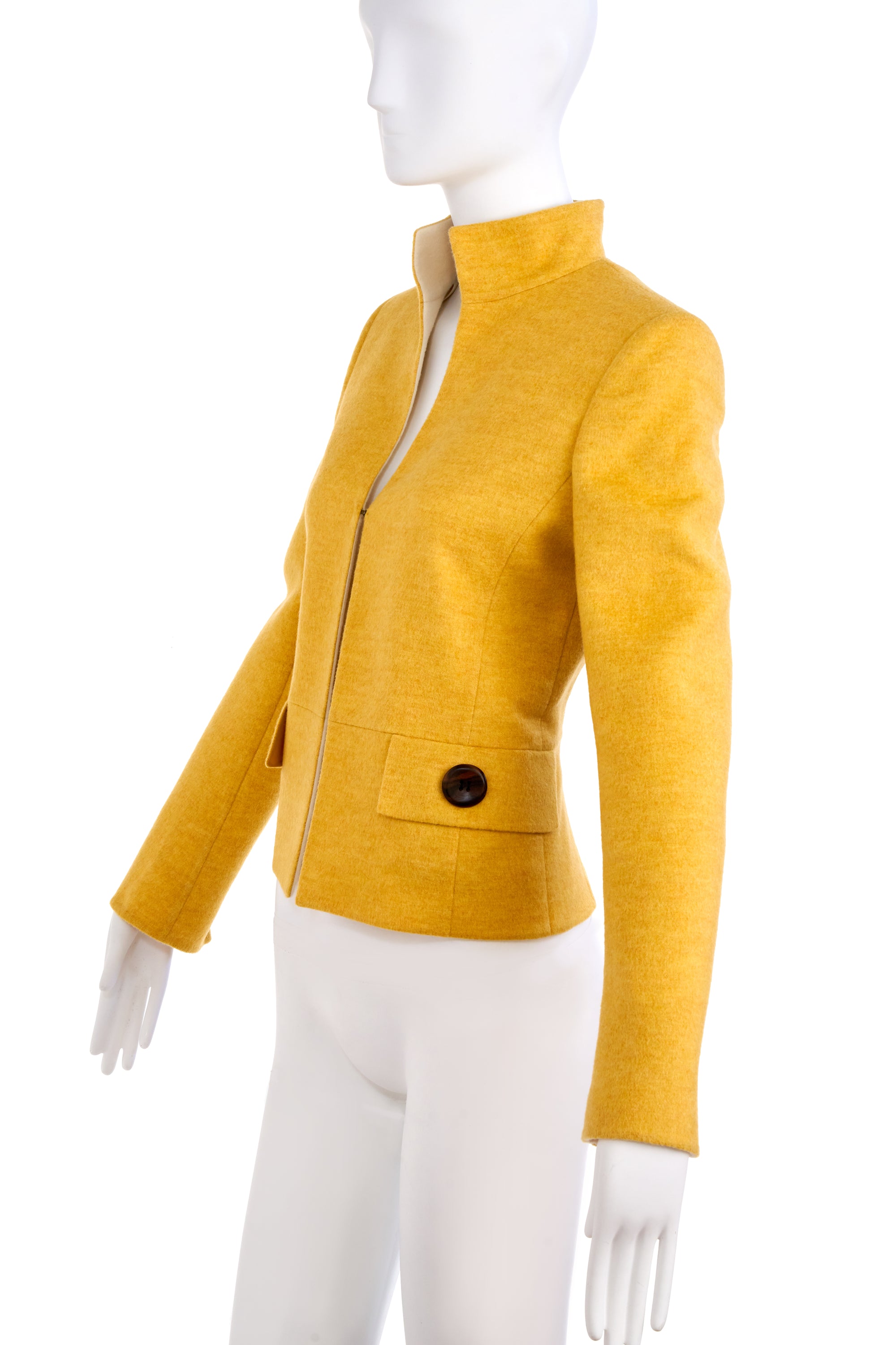 Akris Yellow Saffron Cashmere Jacket Size 4