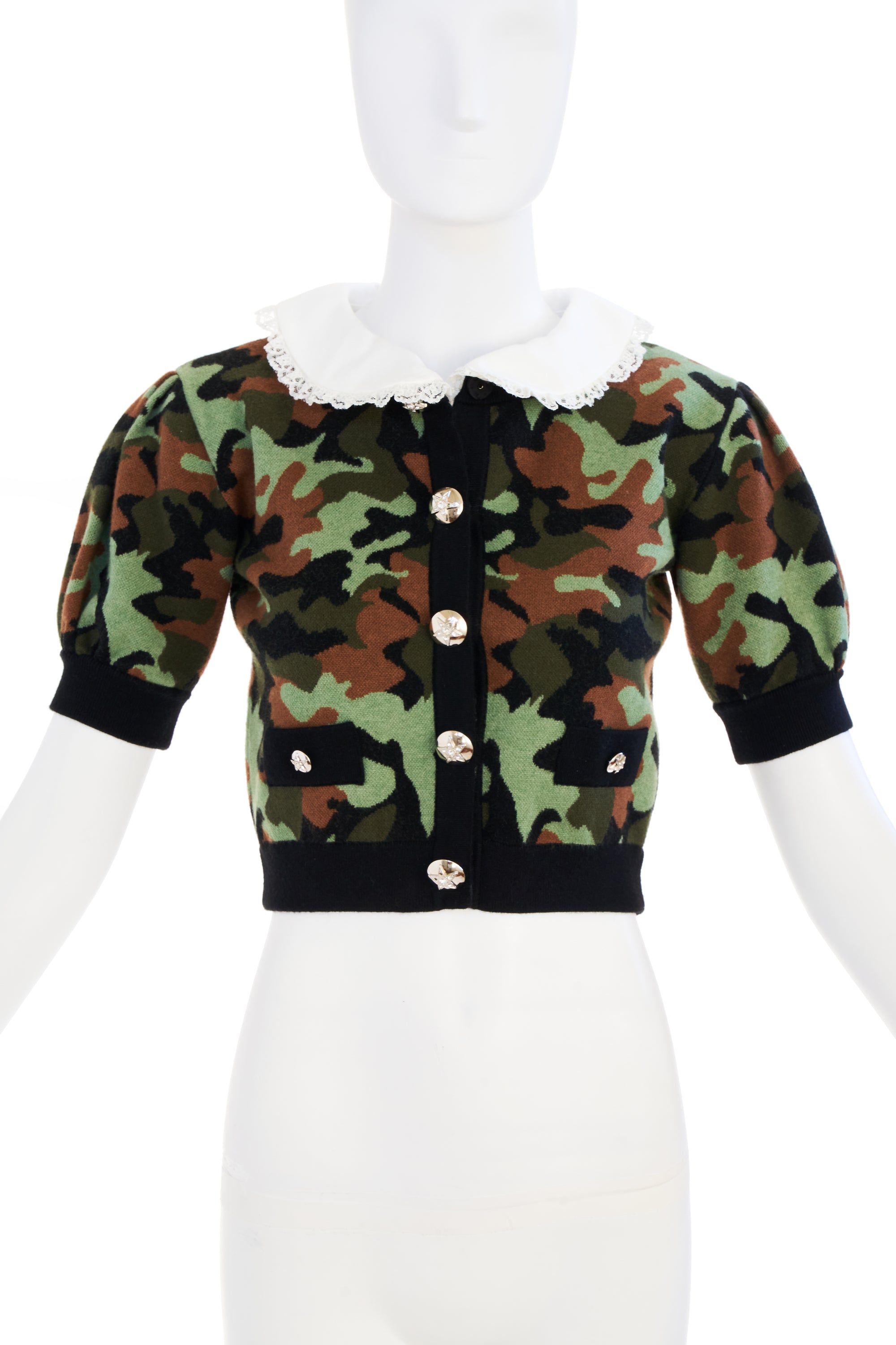 Allesandra Rich Camouflage Cropped Sweater